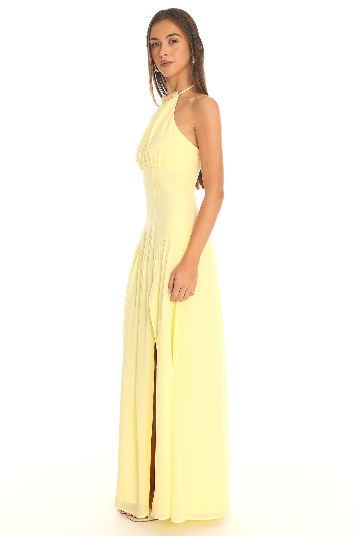 butter yellow halter maxi dress Mercer Formal dresses