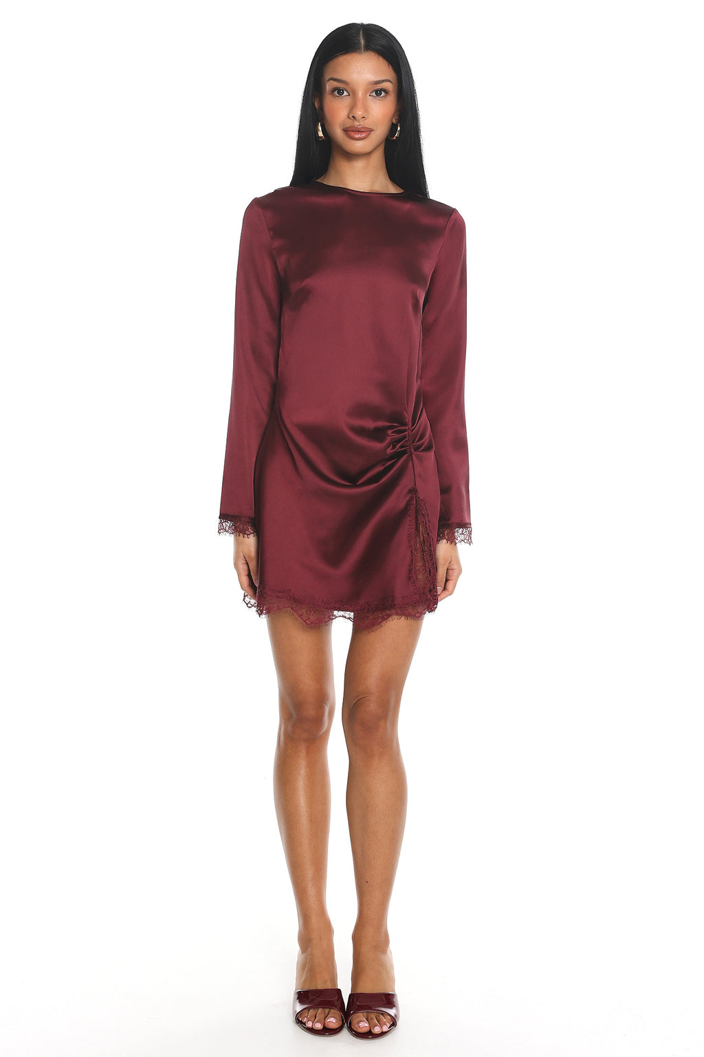 Afterparty Lace Trim Mini Dress Grape by Selfie Leslie