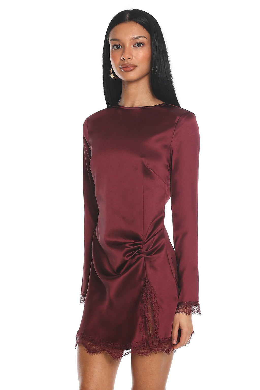 Afterparty Lace Trim Mini Dress Grape by Selfie Leslie