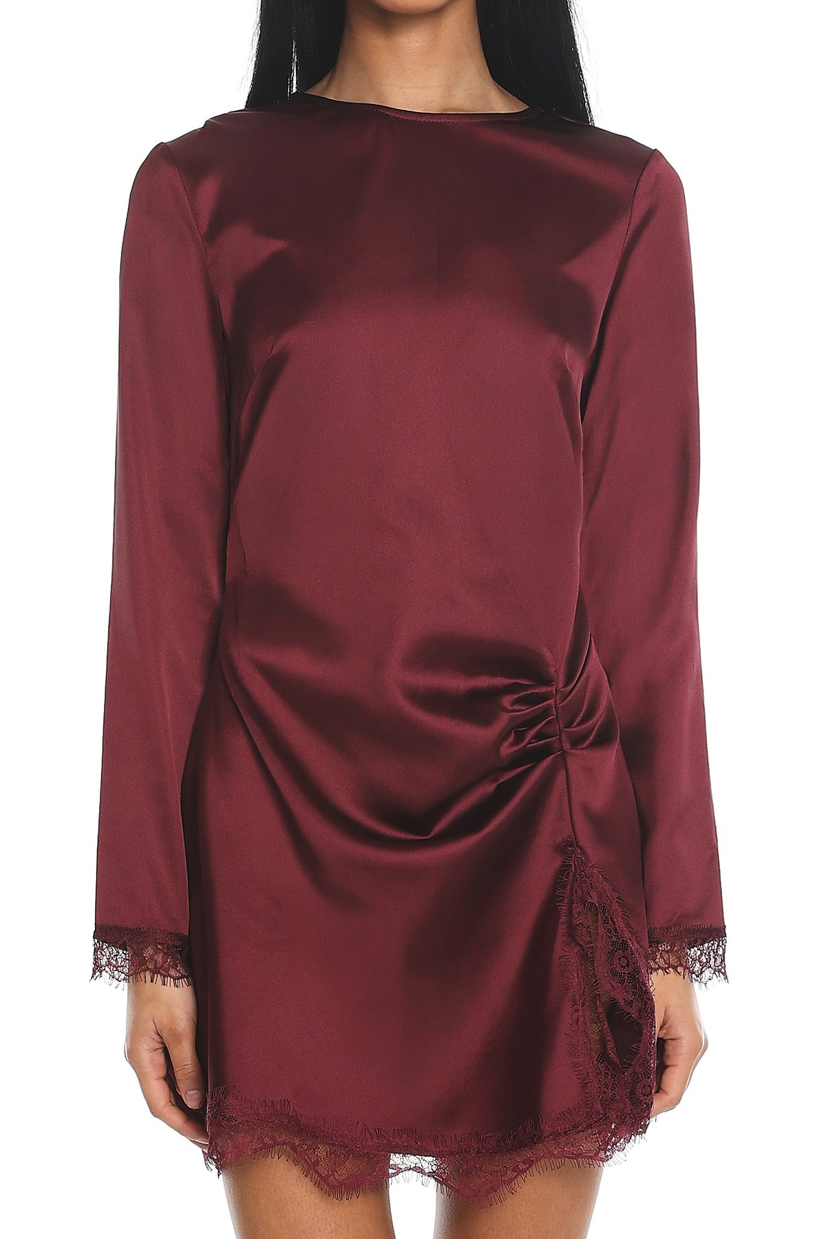 Afterparty Lace Trim Mini Dress Grape by Selfie Leslie