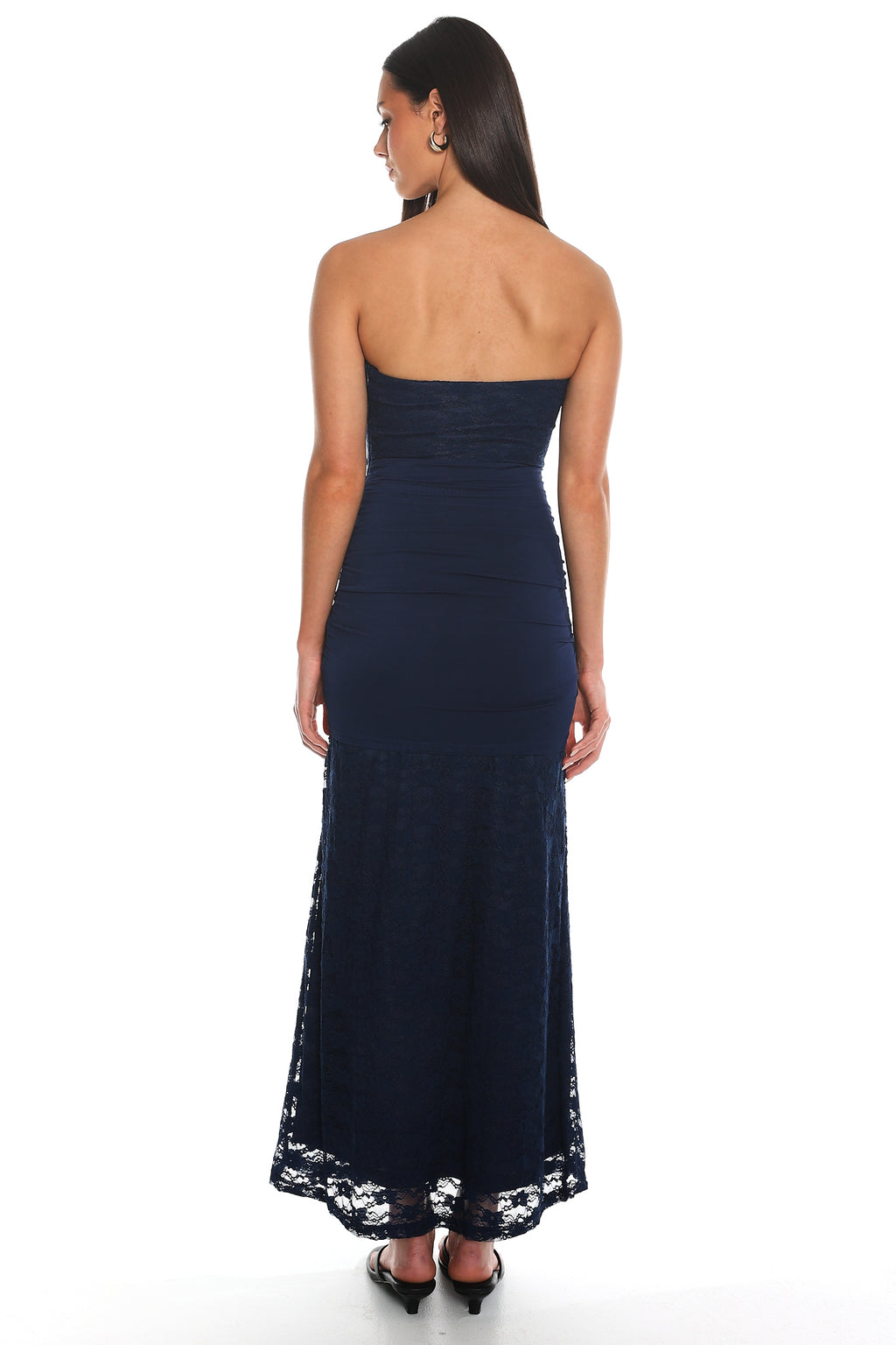 Bellisa Lace Tie-Waist Maxi Dress Navy