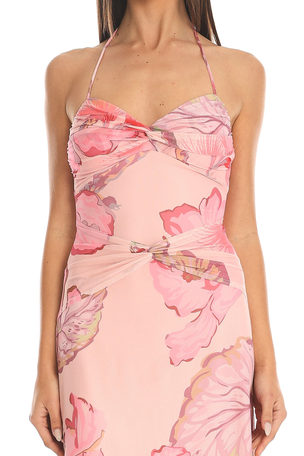 Summer Haze Asymmetric Midi Dress Pink