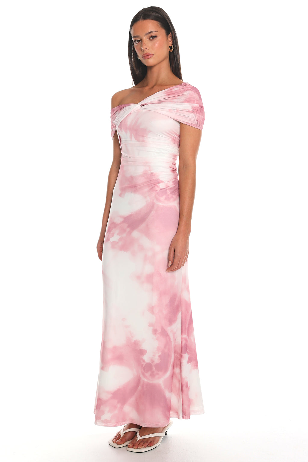 Blushing Horizons Tie-Dye Maxi Dress Pink