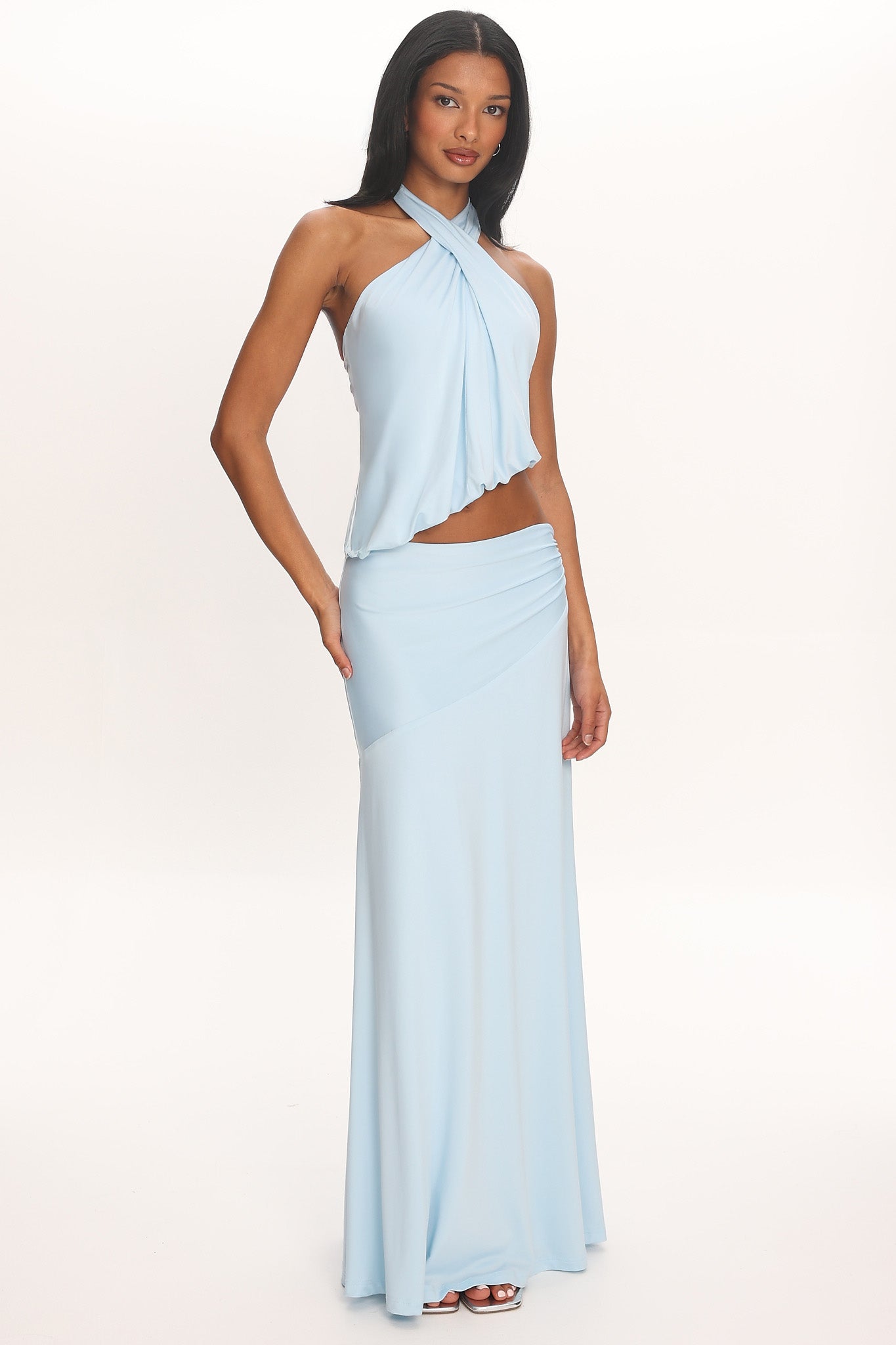 Midnight Monsoon Maxi Skirt Baby Blue