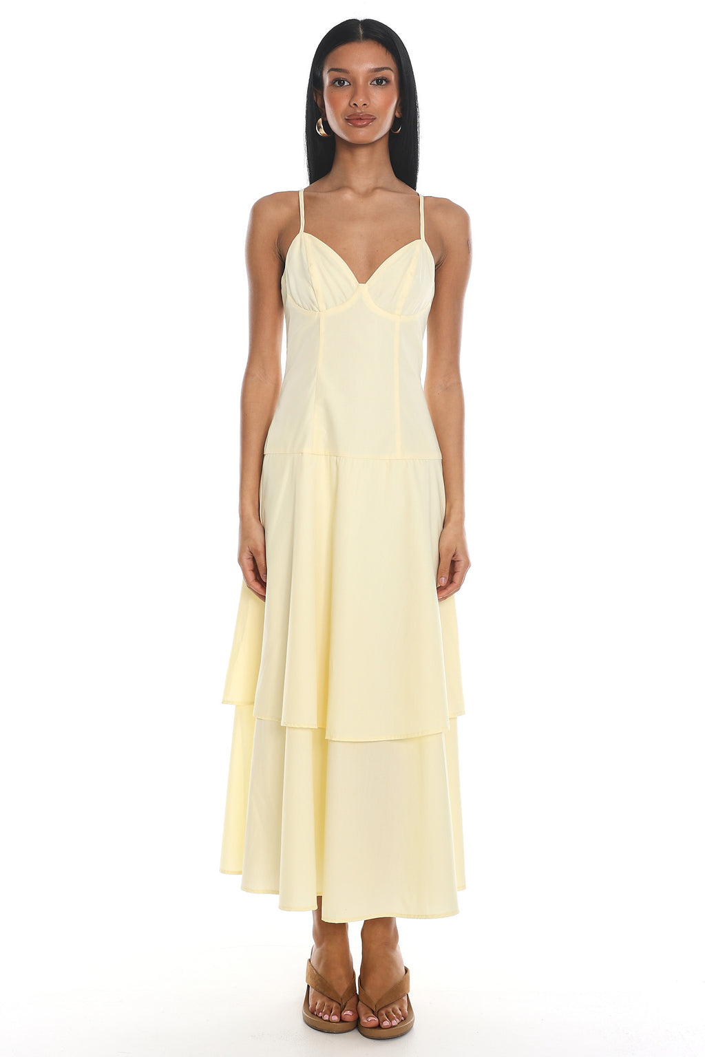 Lourdes Tiered Bustier Maxi Dress Butter
