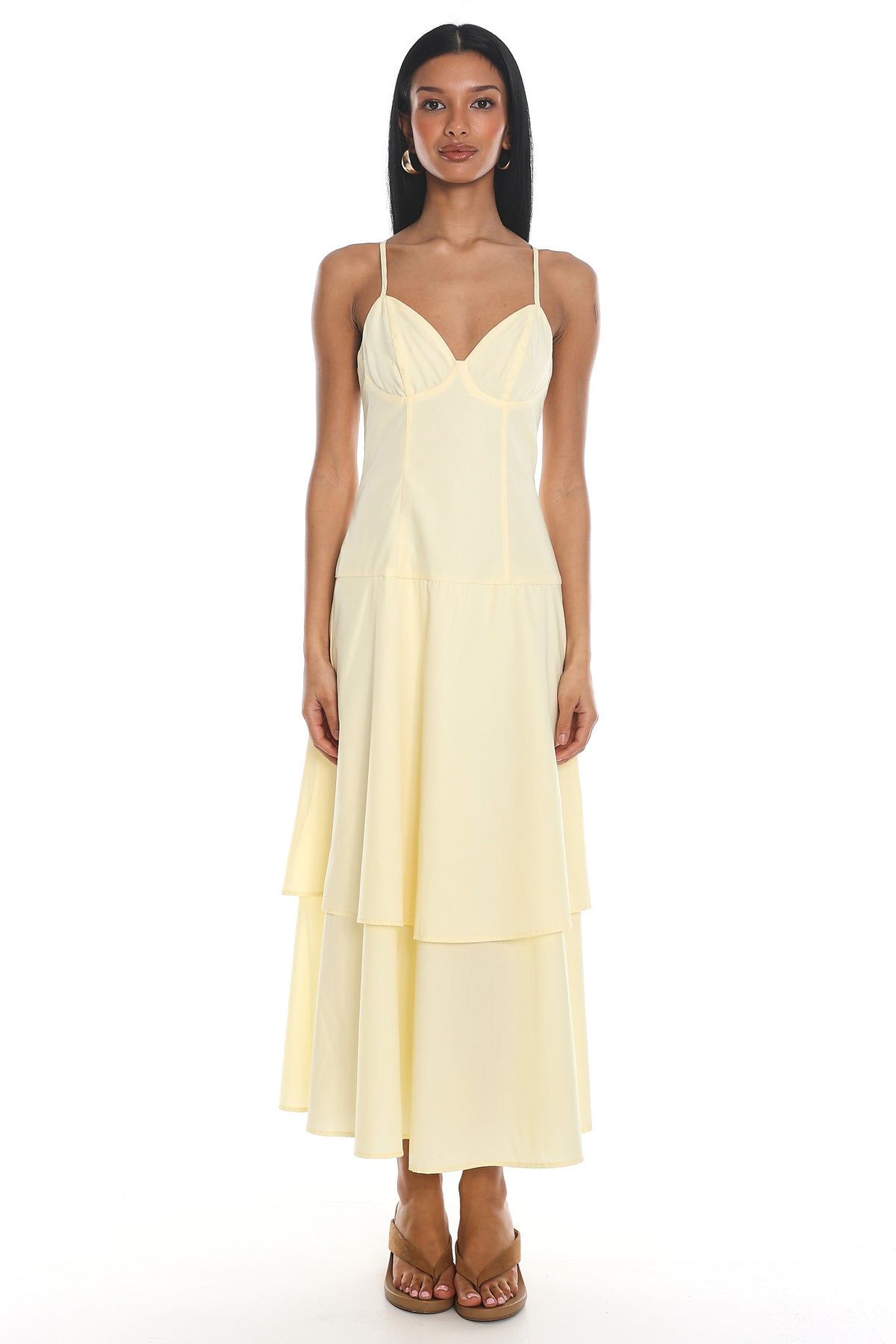 Lourdes Tiered Bustier Maxi Dress Butter