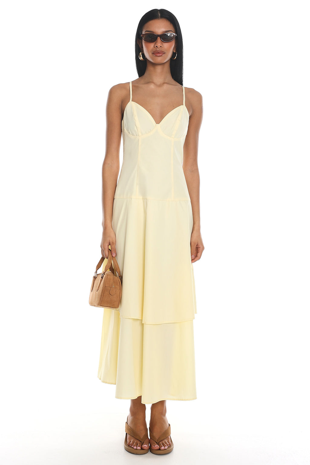 Lourdes Tiered Bustier Maxi Dress Butter