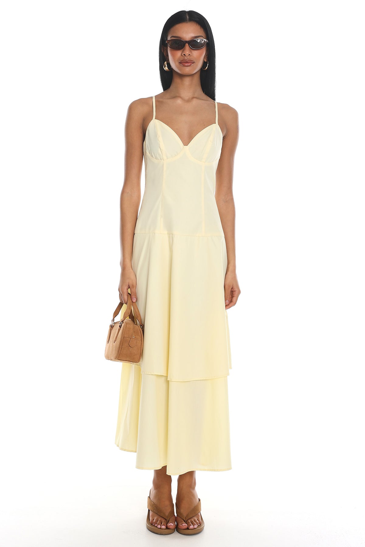 Lourdes Tiered Bustier Maxi Dress Butter