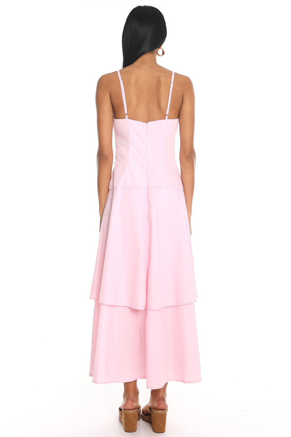 Lourdes Tiered Bustier Maxi Dress Pink
