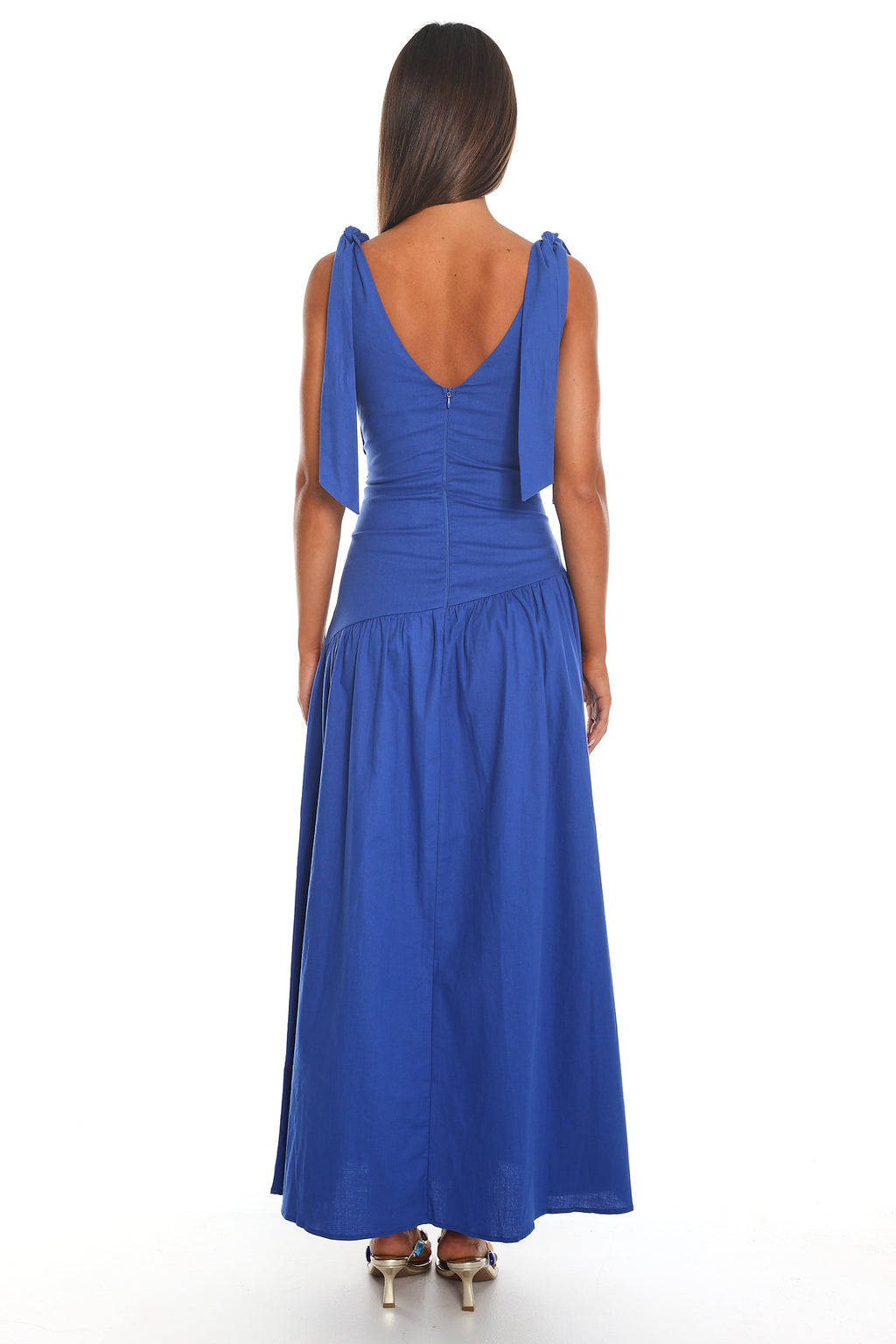 Jawbreaker Tie Shoulder Maxi Dress Electric Blue