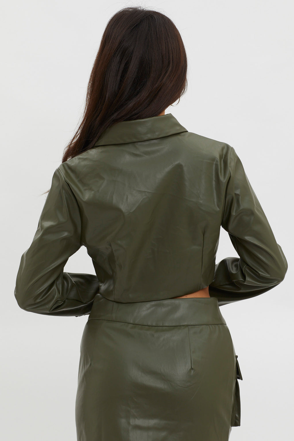Fallen Angel Faux Leather Crop Top Olive by Selfie Leslie