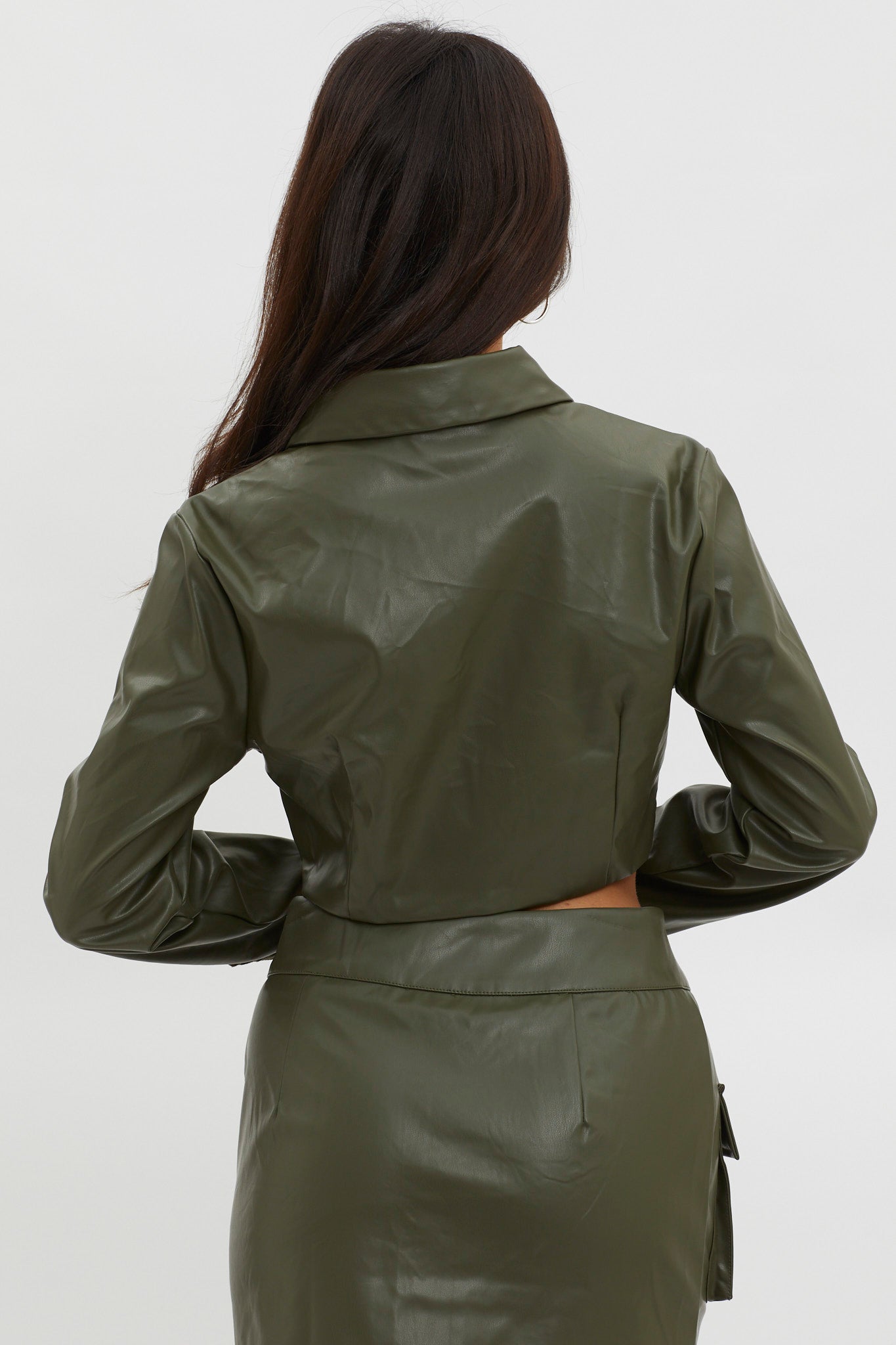 Fallen Angel Faux Leather Crop Top Olive by Selfie Leslie