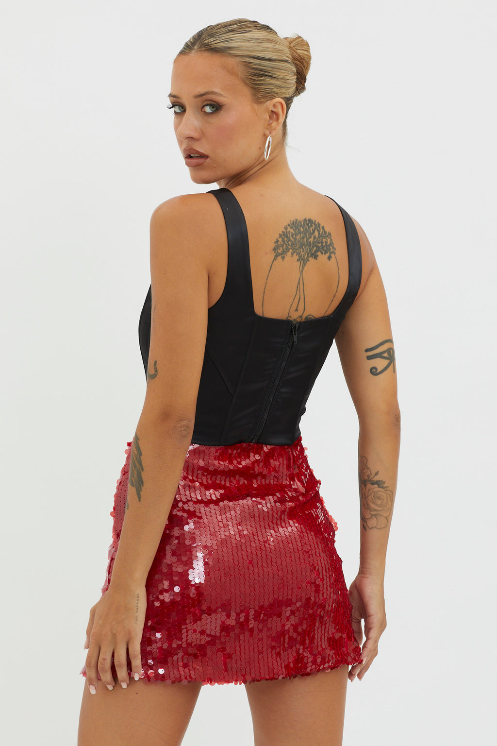 Intentions Sequin Mini Skirt Red by Selfie Leslie