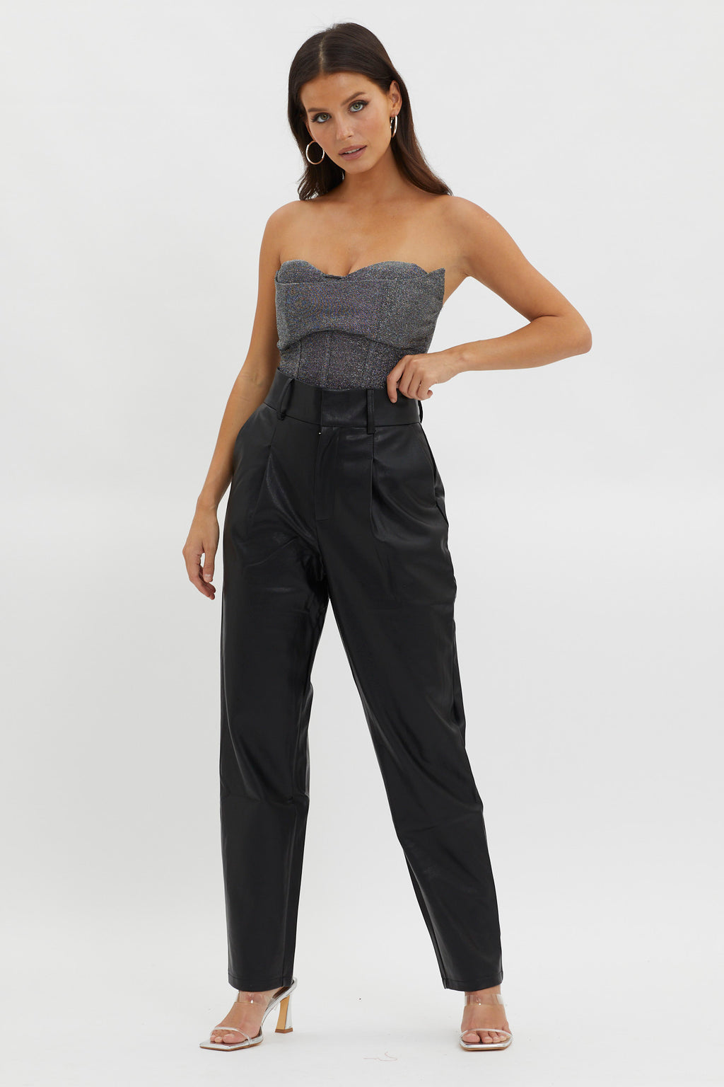 In Theory Faux Leather Pants Black by Selfie Leslie