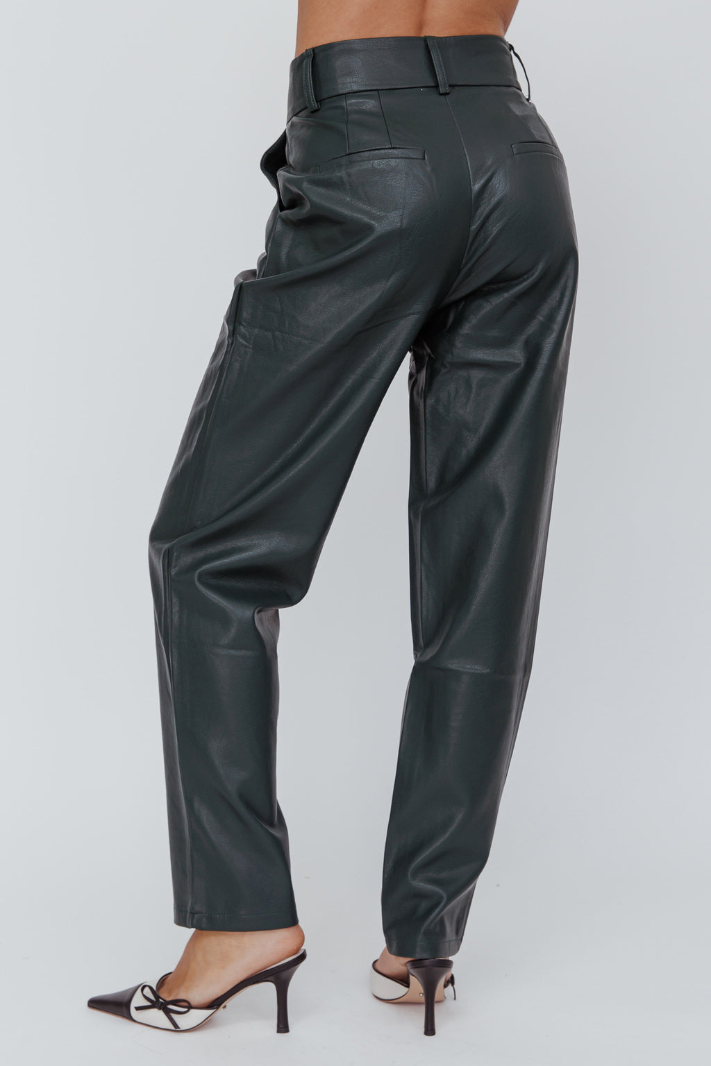 In Theory Faux Leather Pants Hunter Green by Selfie Leslie