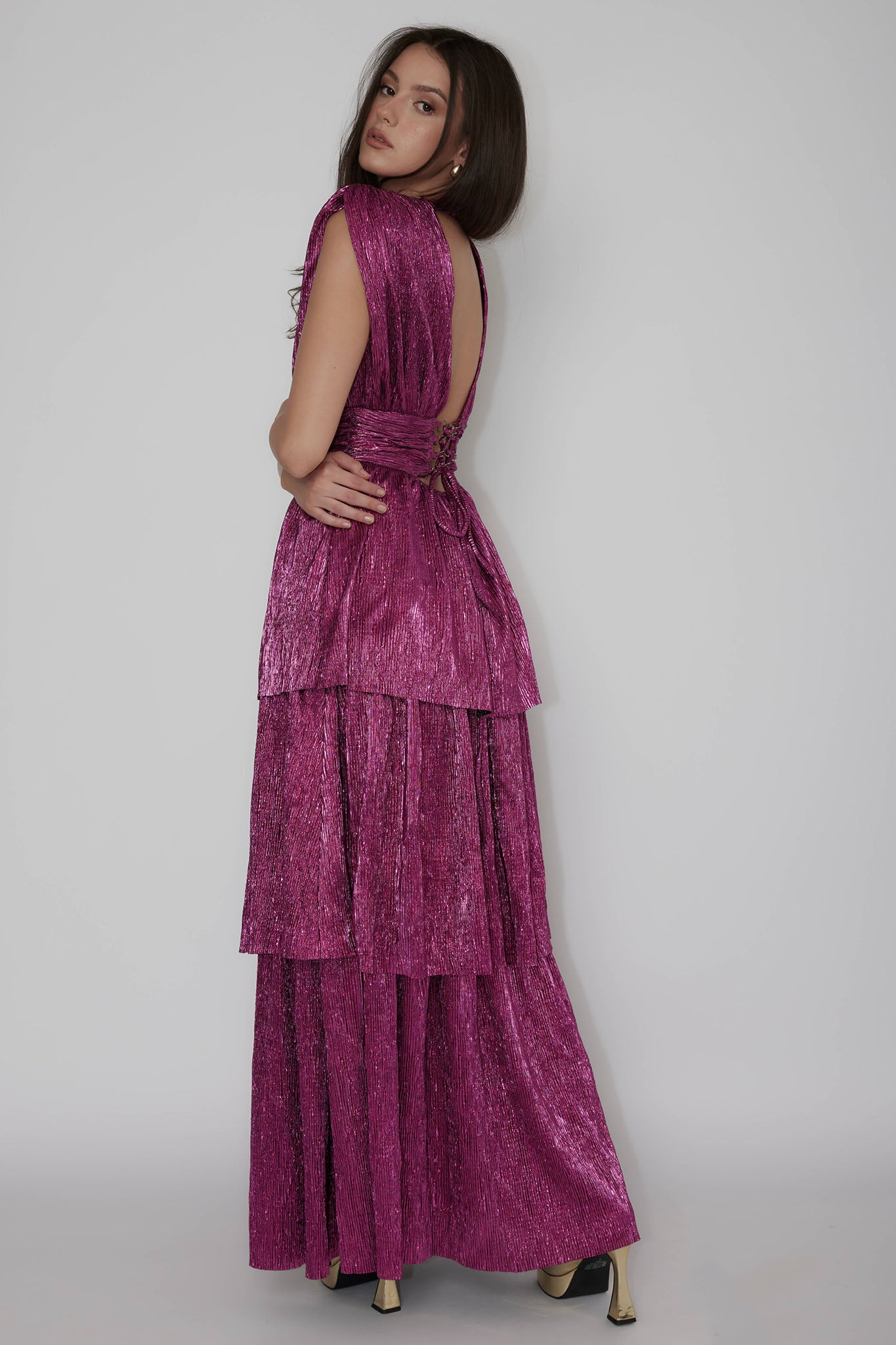 Shimmer Layered Maxi Dress Magenta Haze Selfie Leslie Shimmer Layered Maxi Dress Magenta Haze Selfie Leslie