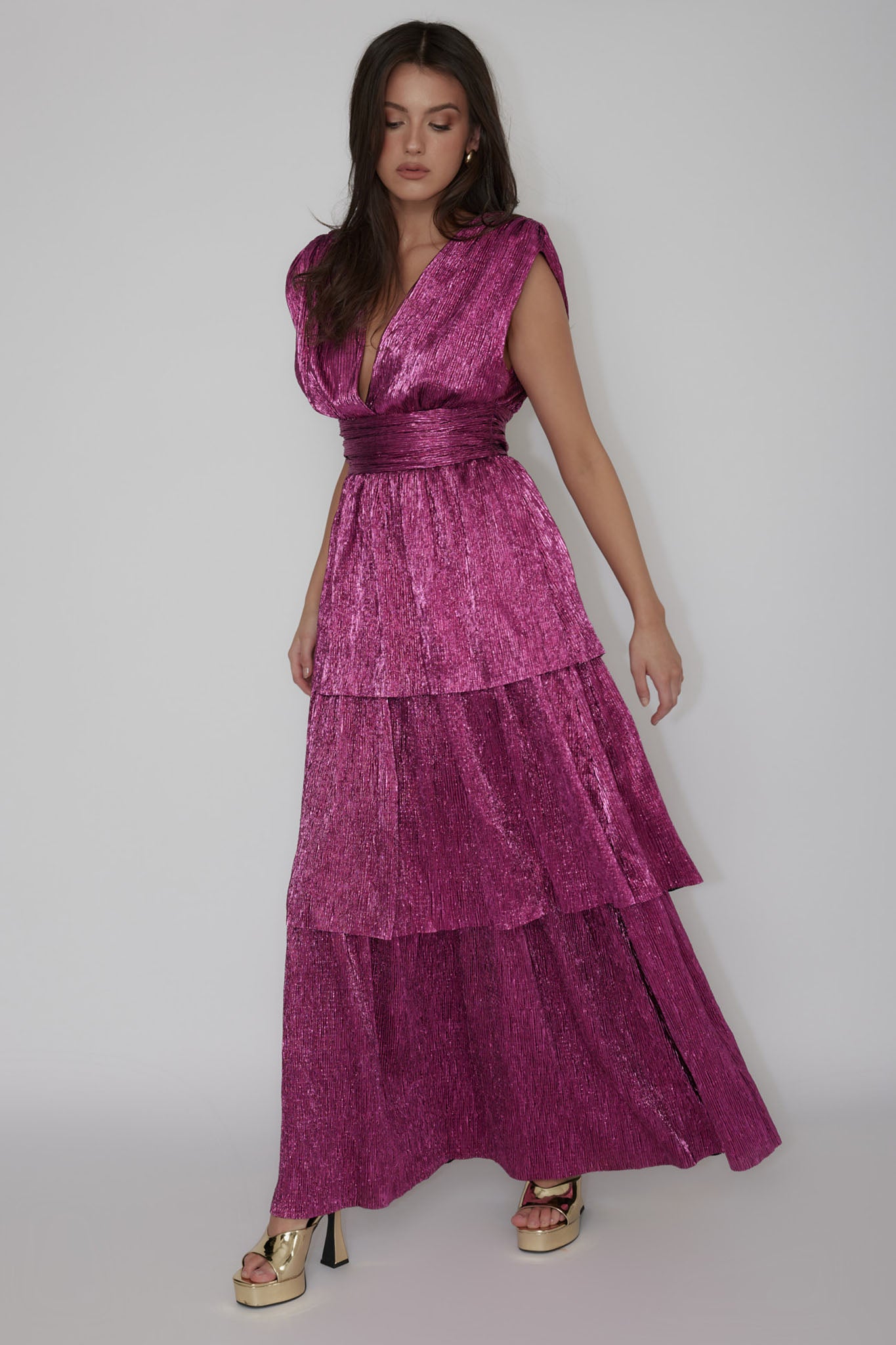 heavenly hues magenta maxi dress Shimmer Layered Maxi Dress Magenta Haze