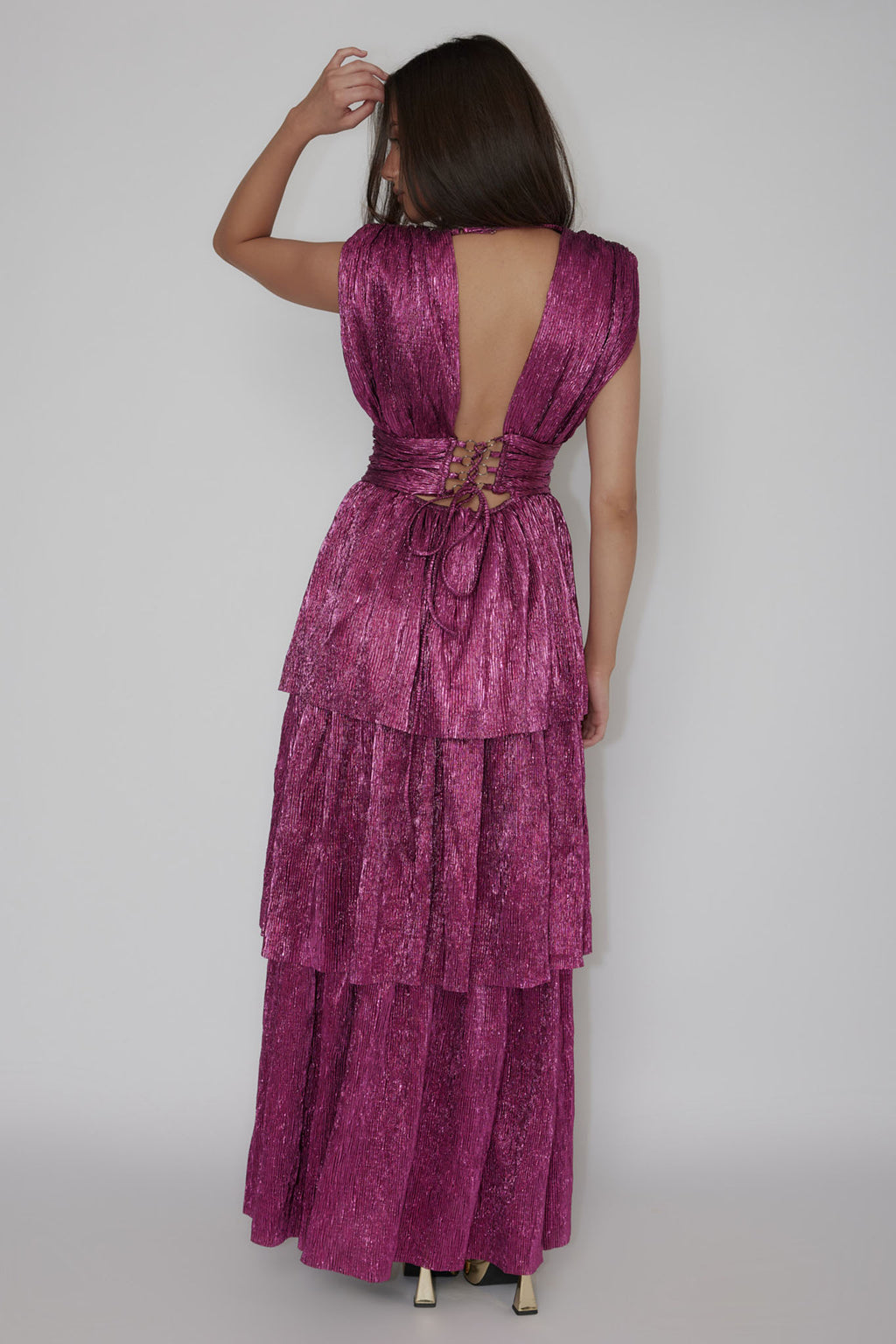 Shimmer Layered Maxi Dress Magenta Haze by Selfie Leslie