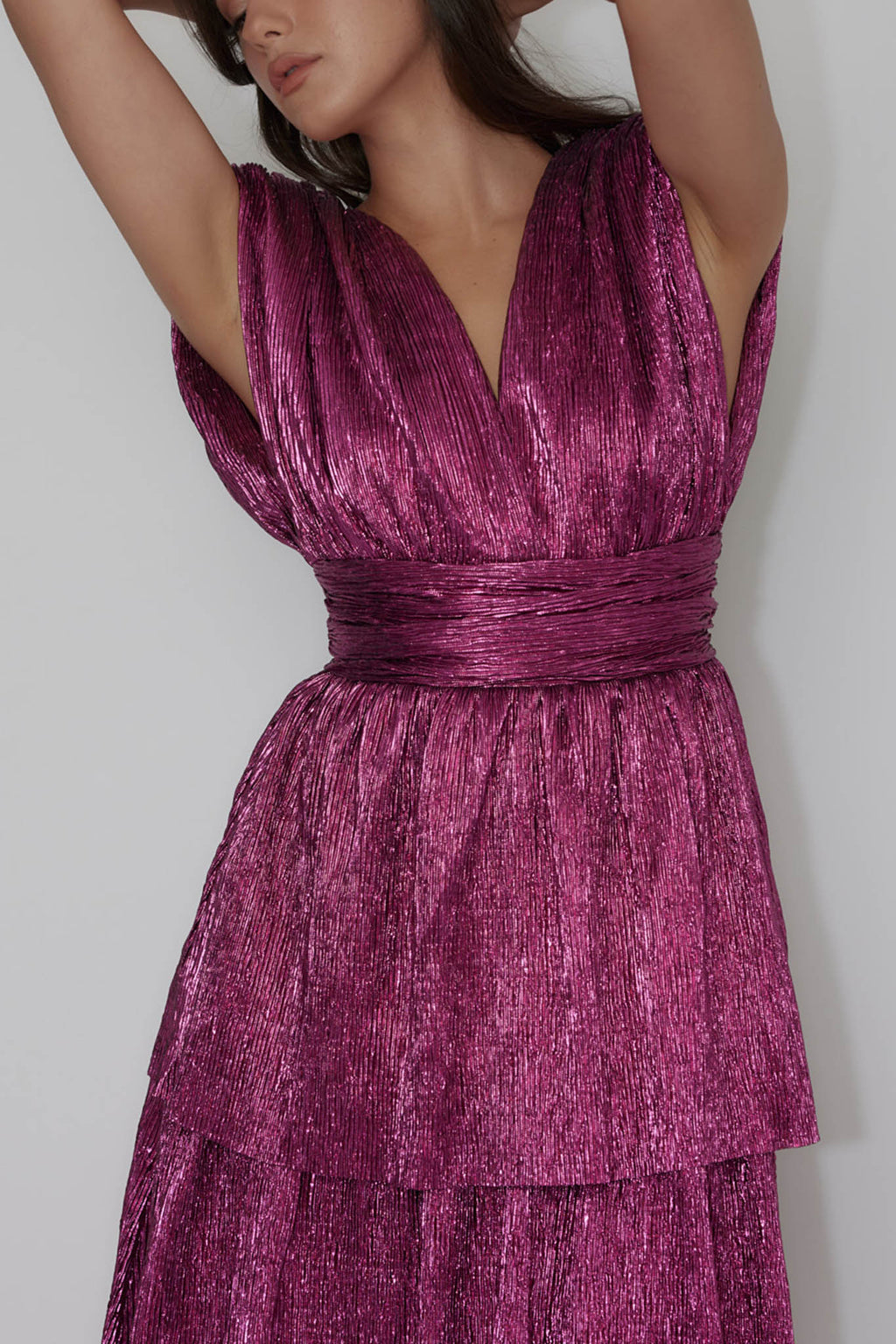Shimmer Layered Maxi Dress Magenta Haze by Selfie Leslie