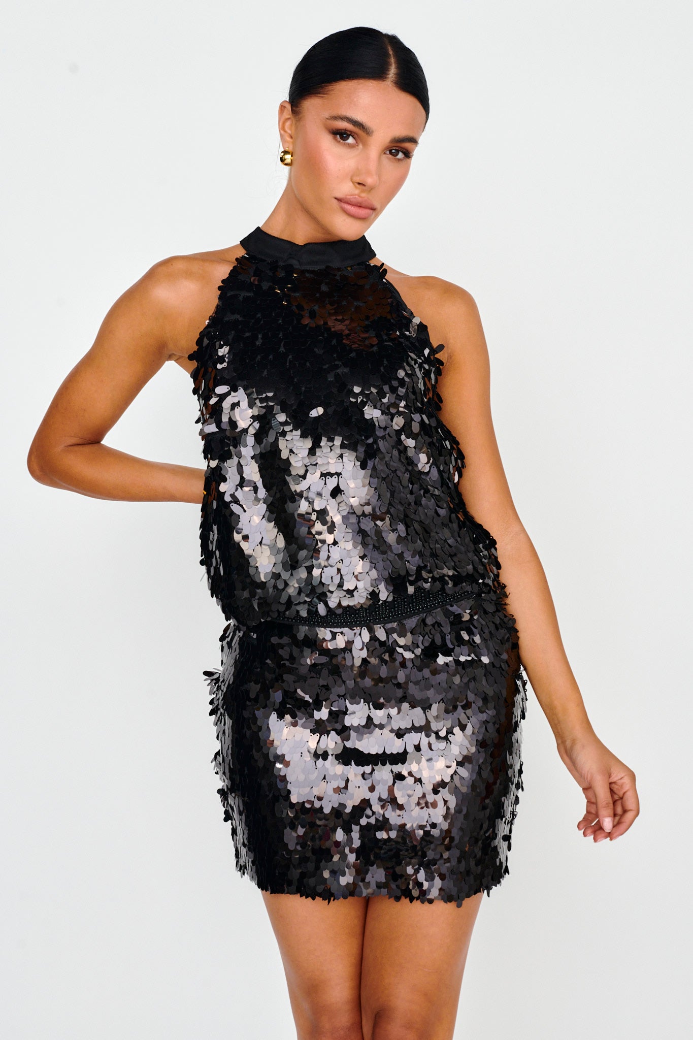 She's So LA  Sequin Top Black by Selfie Leslie