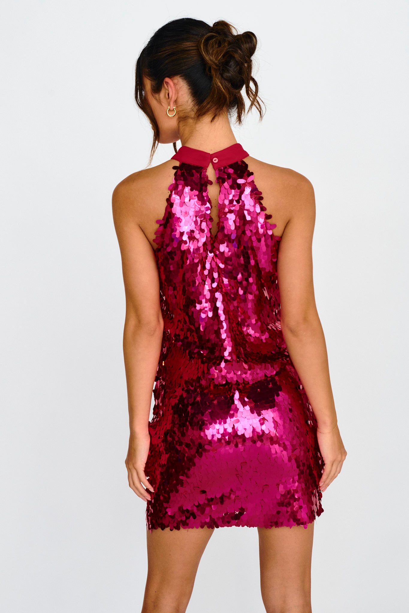 Pink Sequin Top Dress Quinn Pink Sequin Rose Mini Dress - US 12 Pink Sequin Top Dress Quinn Pink Sequin Rose Mini Dress - US 12