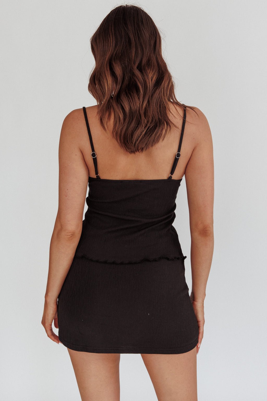 Alayna Lace Trim Split Top Black/White by Selfie Leslie