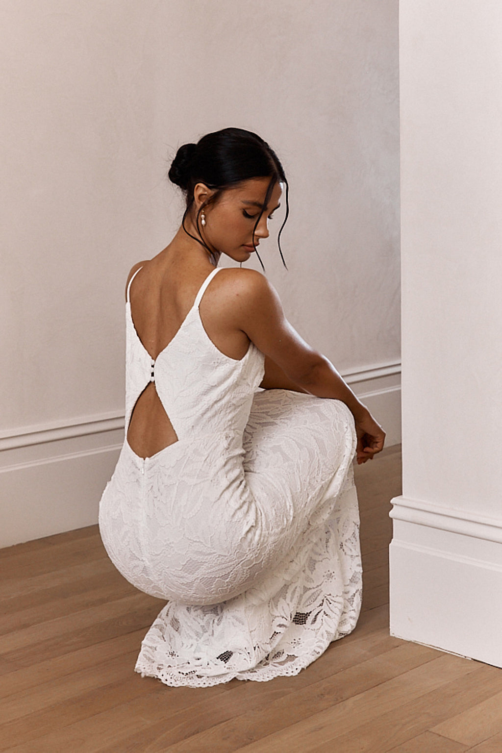 Honey Blossom Keyhole Back Lace Maxi Dress White by Selfie Leslie