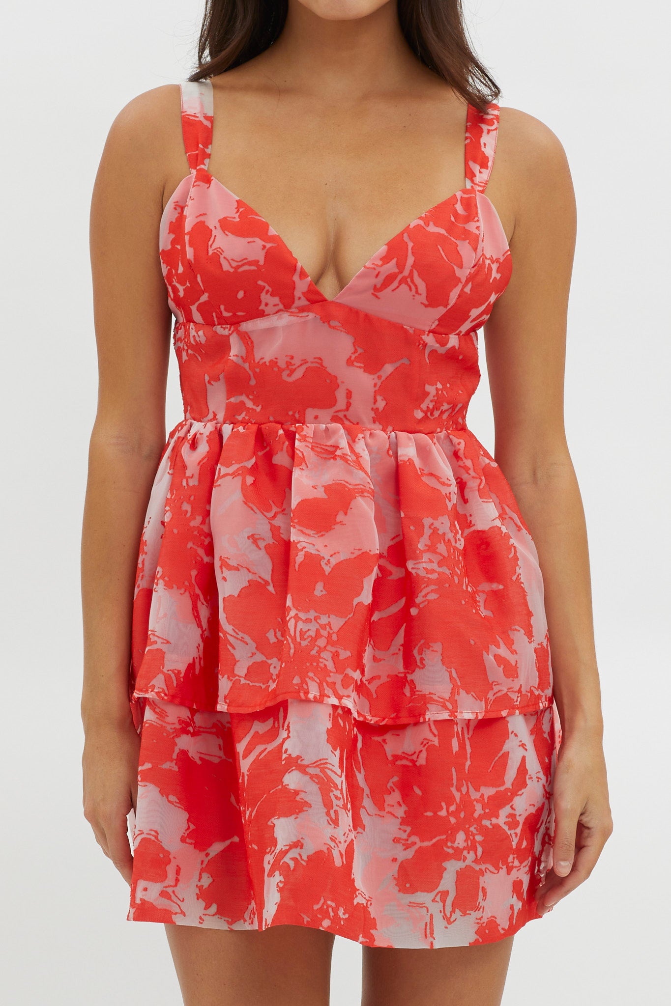 Bella Mae Layered Hem Romper Red by Selfie Leslie