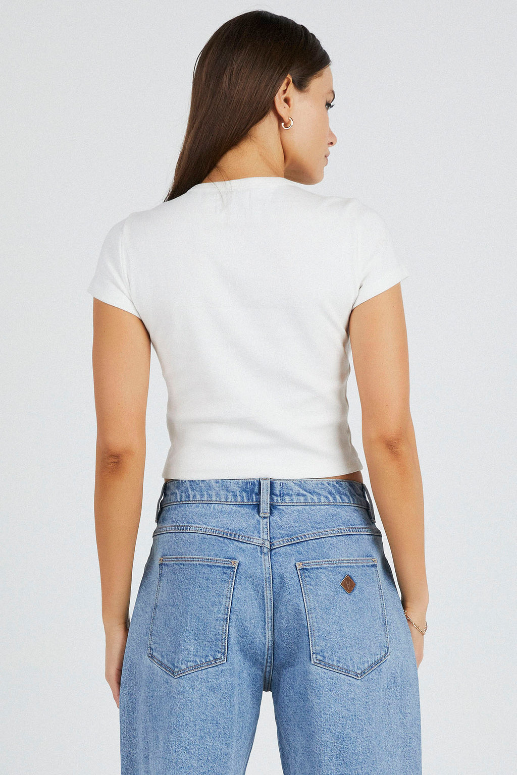 Abrand 90's Icon Baby Tee Top White Sand by Selfie Leslie