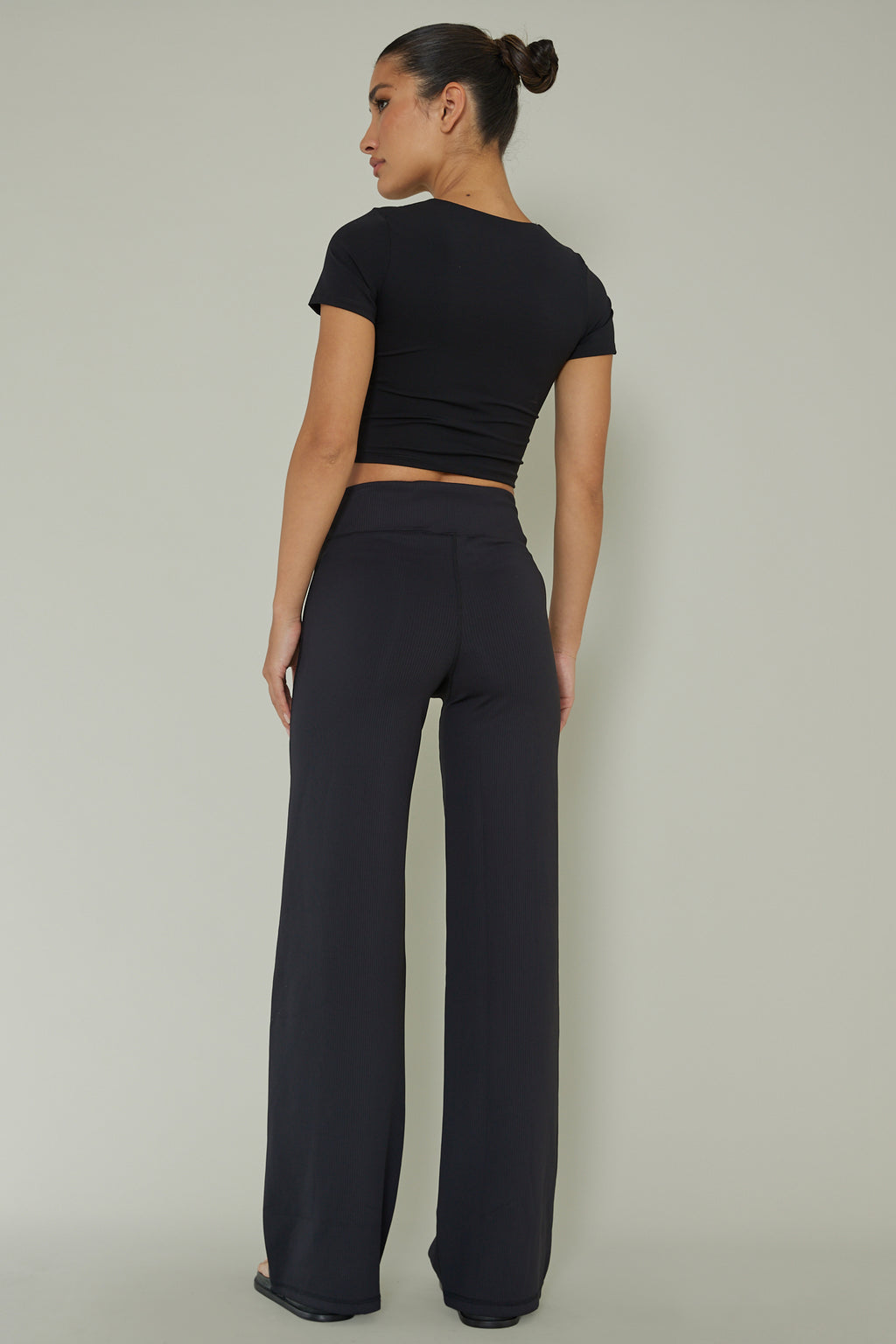 Your Power Ribbed Wide Leg Pants Black by Selfie Leslie