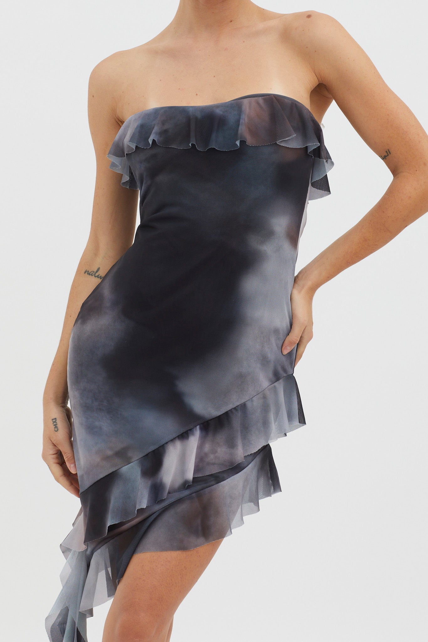 Won't Let Go Ruffle Trim Mini Dress Charcoal L