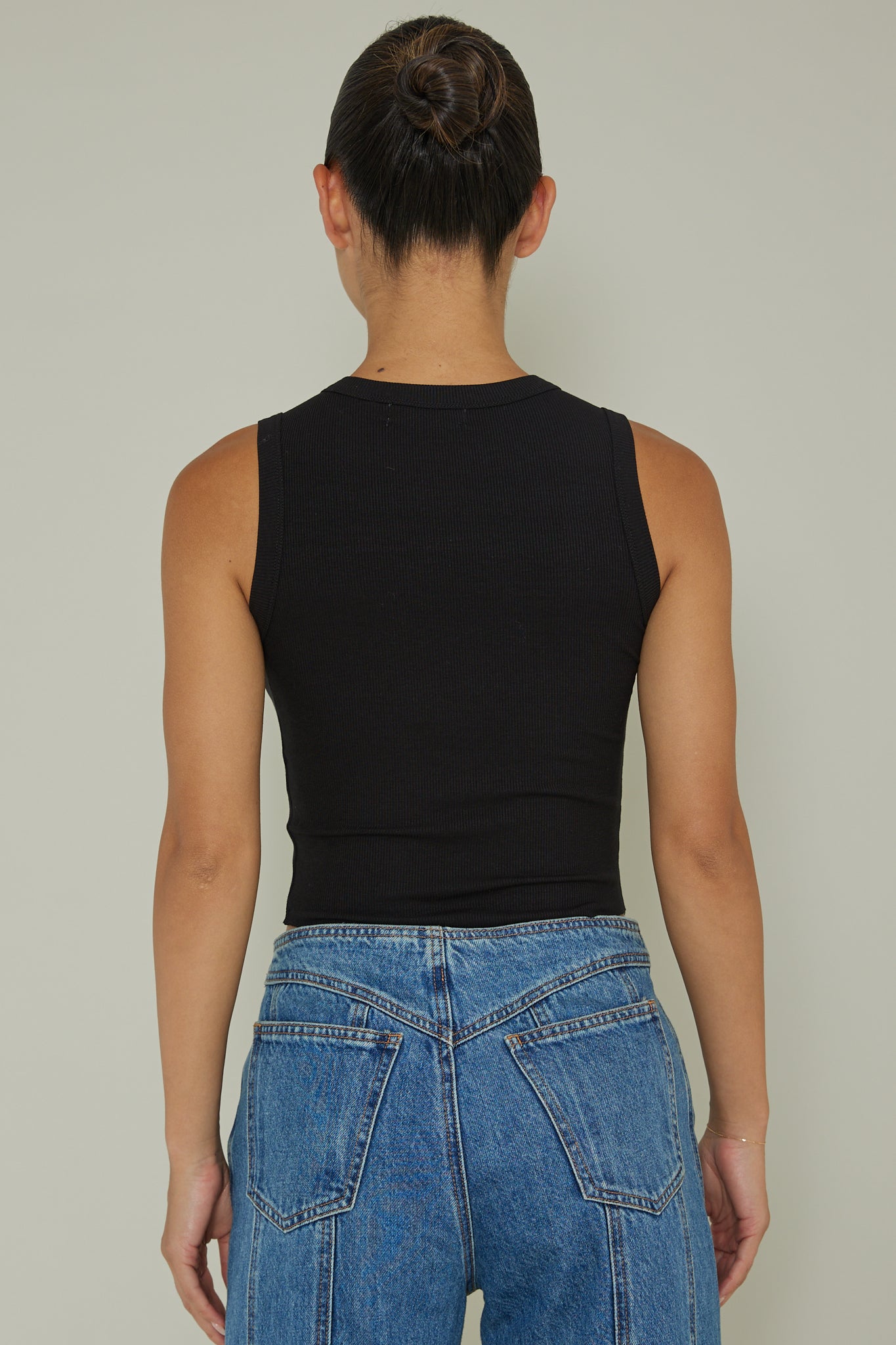Mayra Crew Neck Crop Top Black by Selfie Leslie