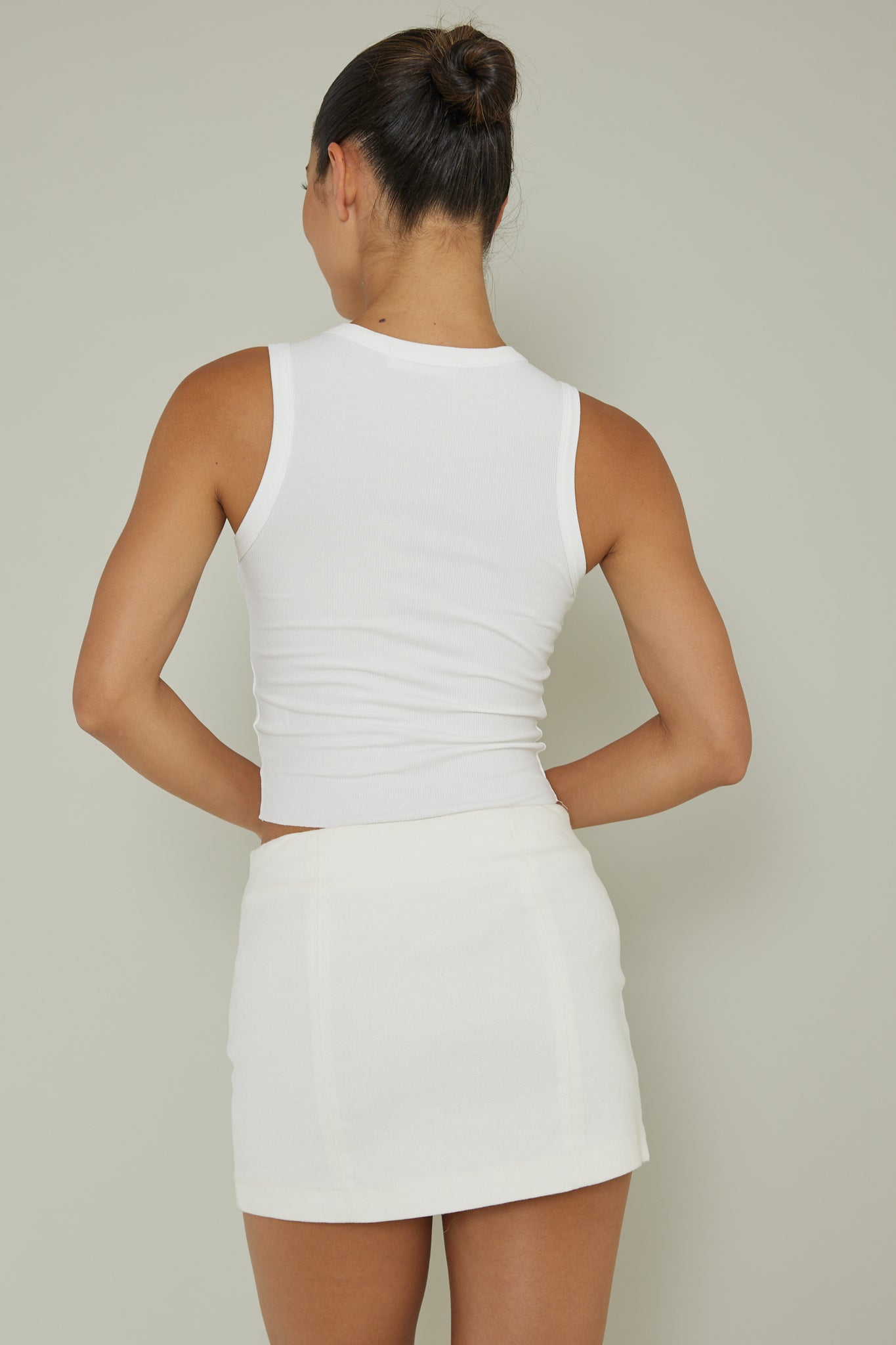 Mayra Crew Neck Crop Top White by Selfie Leslie