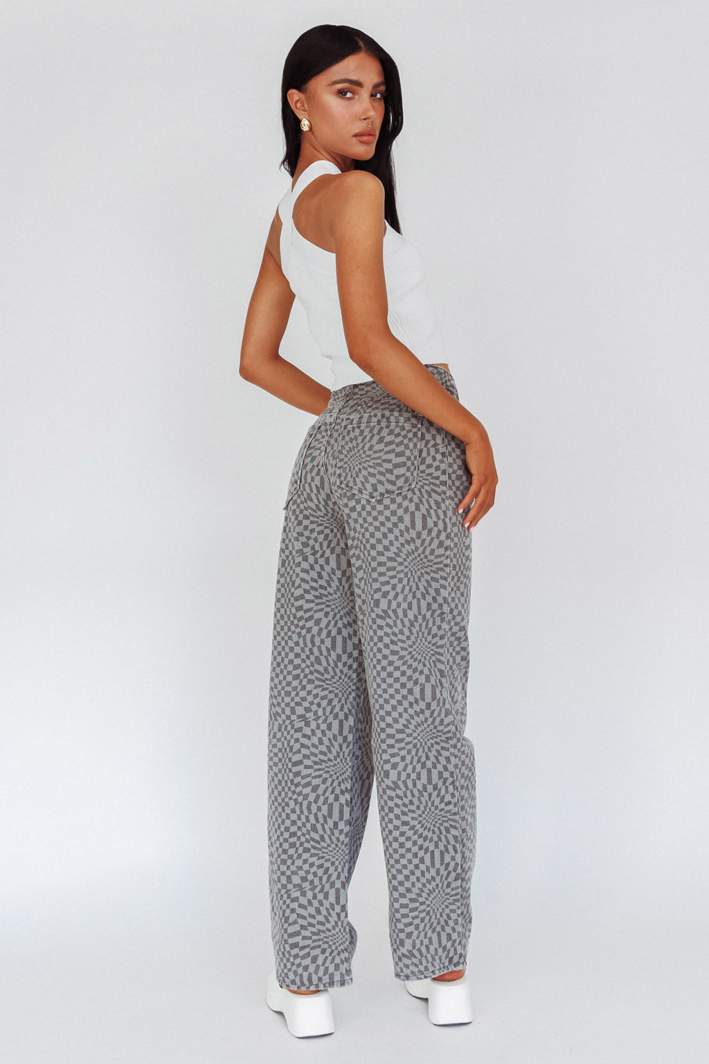 Renegade Printed Denim Pants Charcoal by Selfie Leslie
