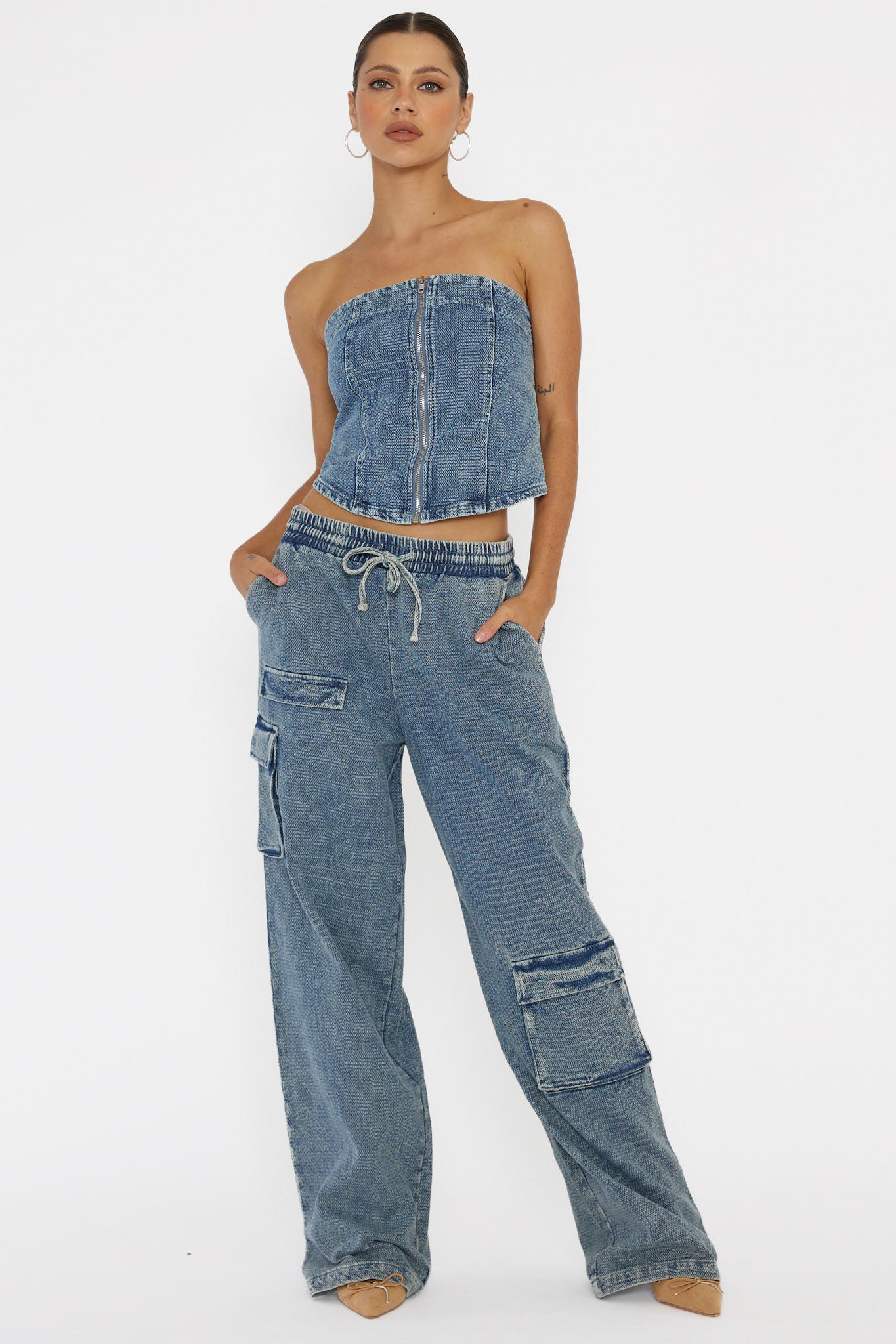 Out Of Touch Cargo Pants Indigo by Selfie Leslie