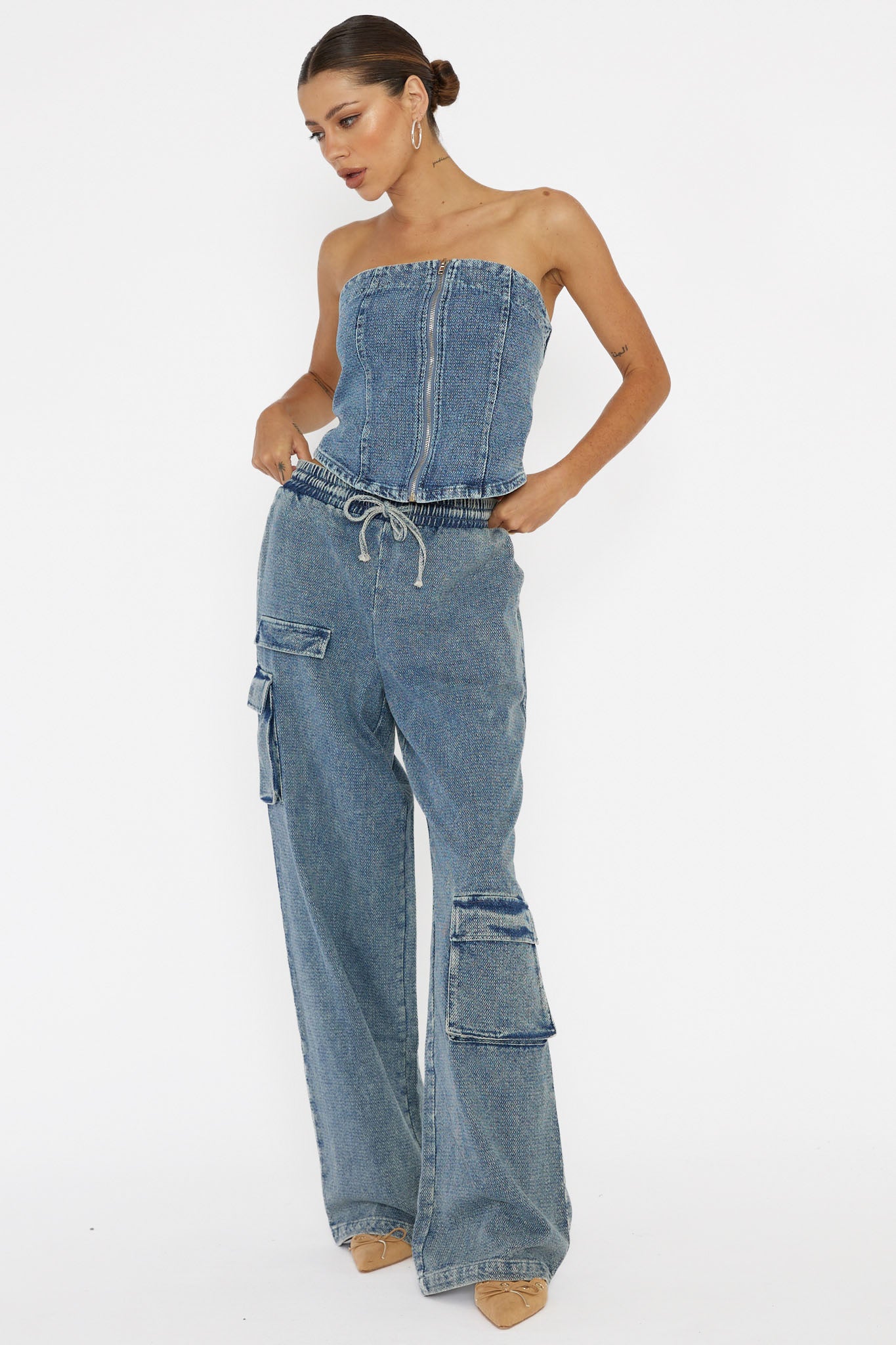 Out Of Touch Cargo Pants Indigo by Selfie Leslie