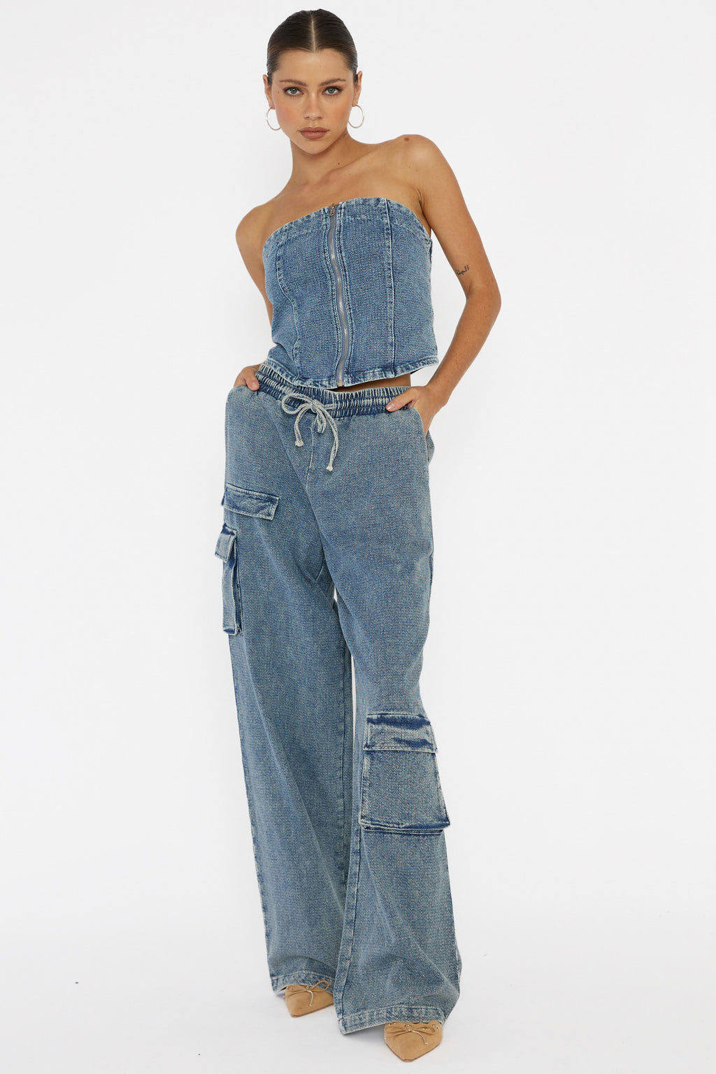 Out Of Touch Strapless Top Indigo by Selfie Leslie