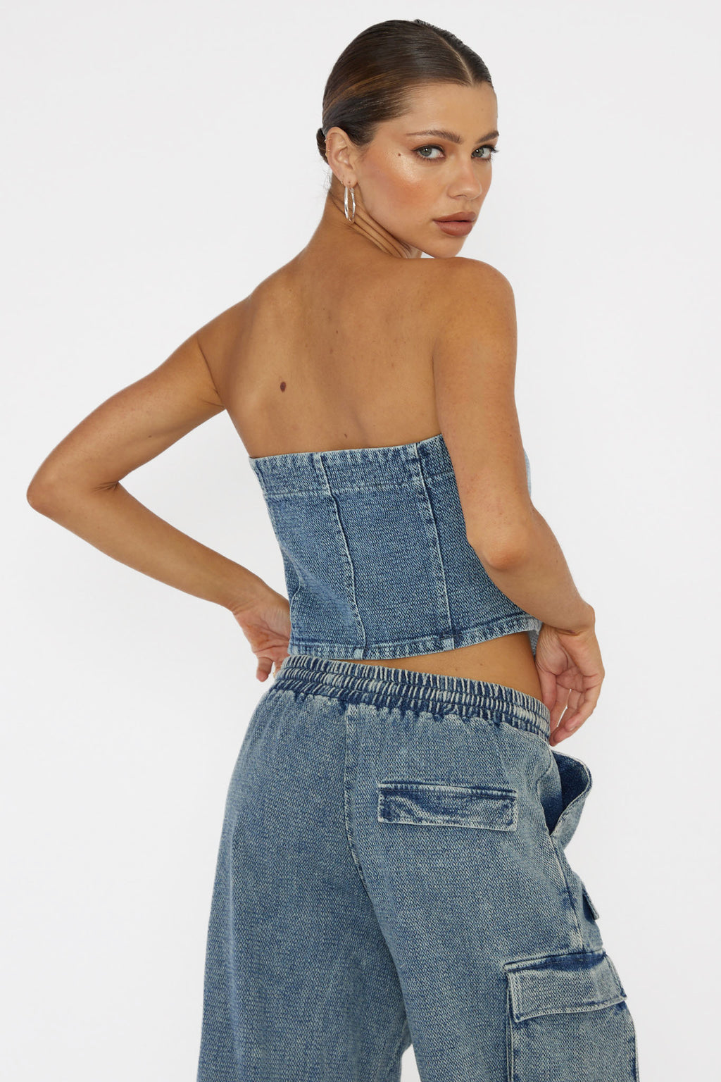 Out Of Touch Strapless Top Indigo by Selfie Leslie