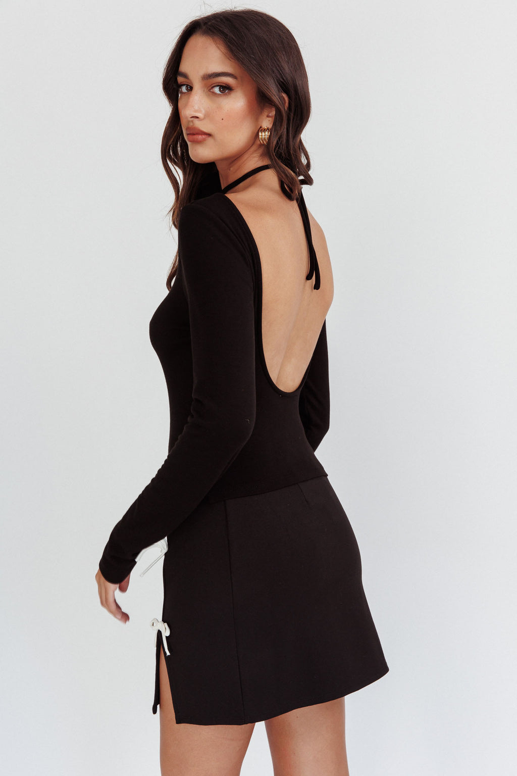 Higher Power Low Back Top Black by Selfie Leslie