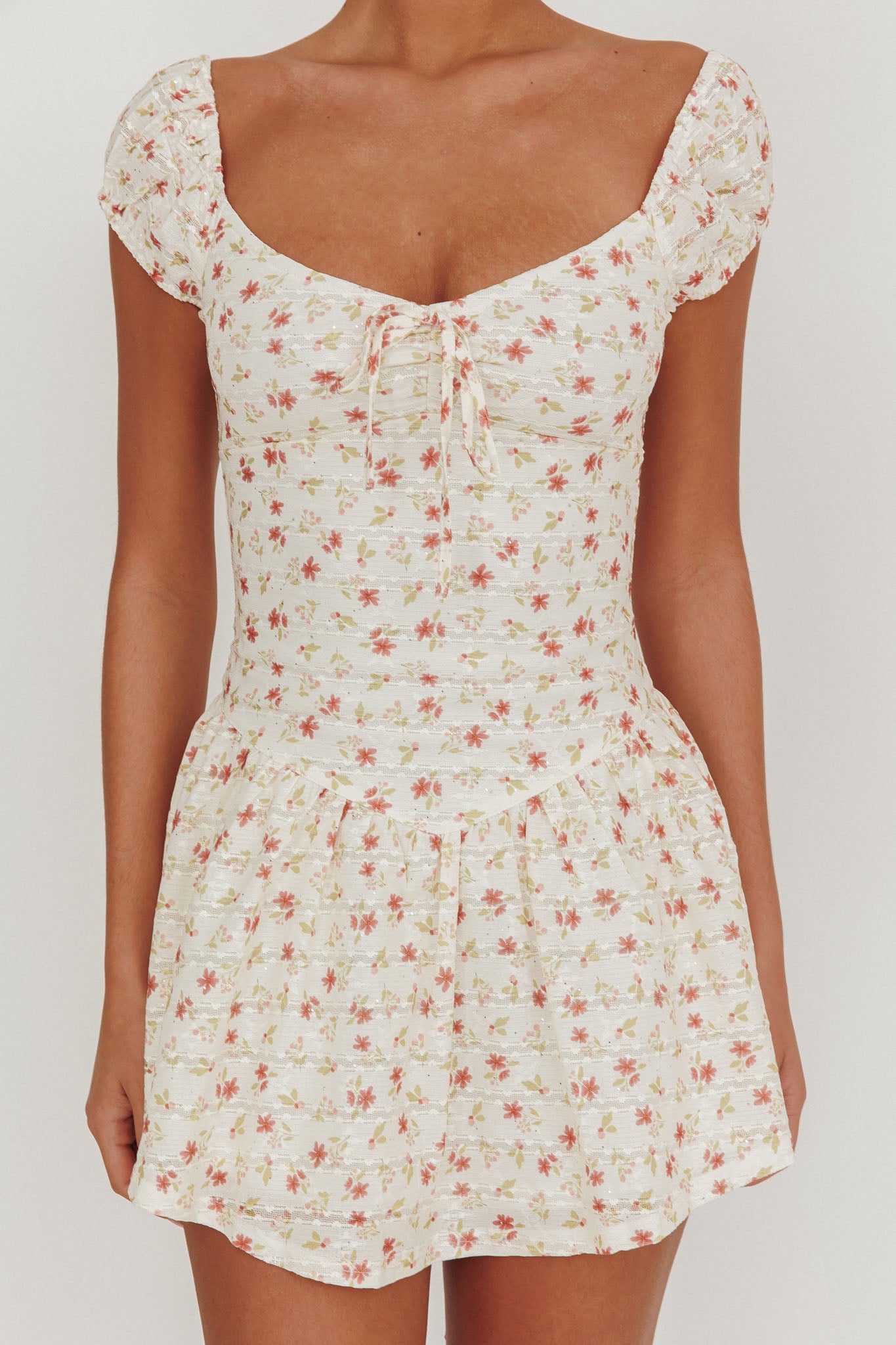 Mirela Cap Sleeve Lace Mini Dress Rose by Selfie Leslie