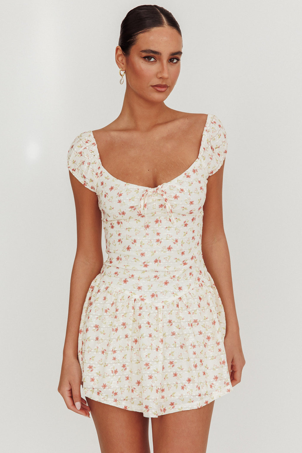 Mirela Cap Sleeve Lace Mini Dress Rose by Selfie Leslie