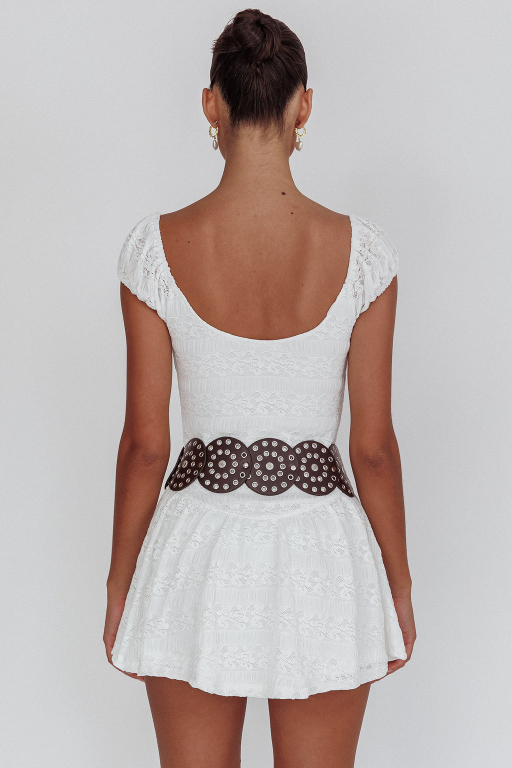 Mirela Cap Sleeve Lace Mini Dress White Mirela Cap Sleeve Lace Mini Dress White