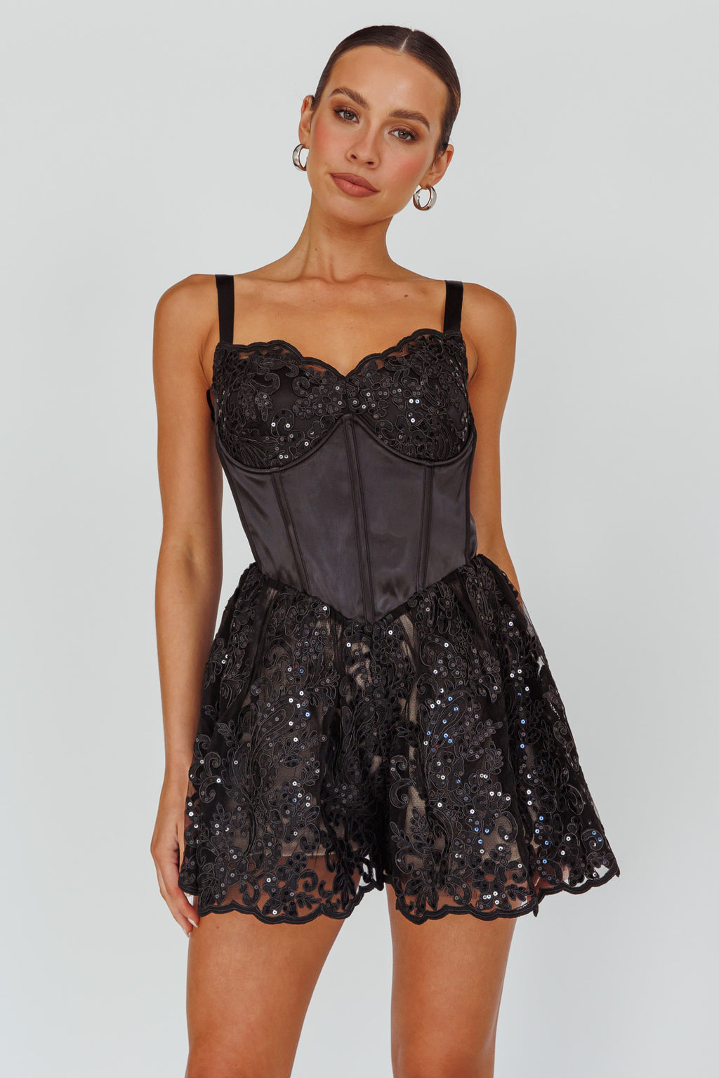 Georgia May Lace Romper Black by Selfie Leslie