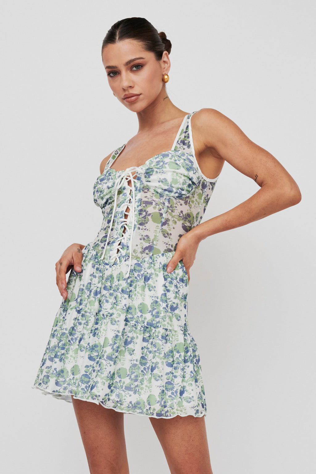 Sweet Nostalgia Laced Bodice Mini Dress Off-White by Selfie Leslie