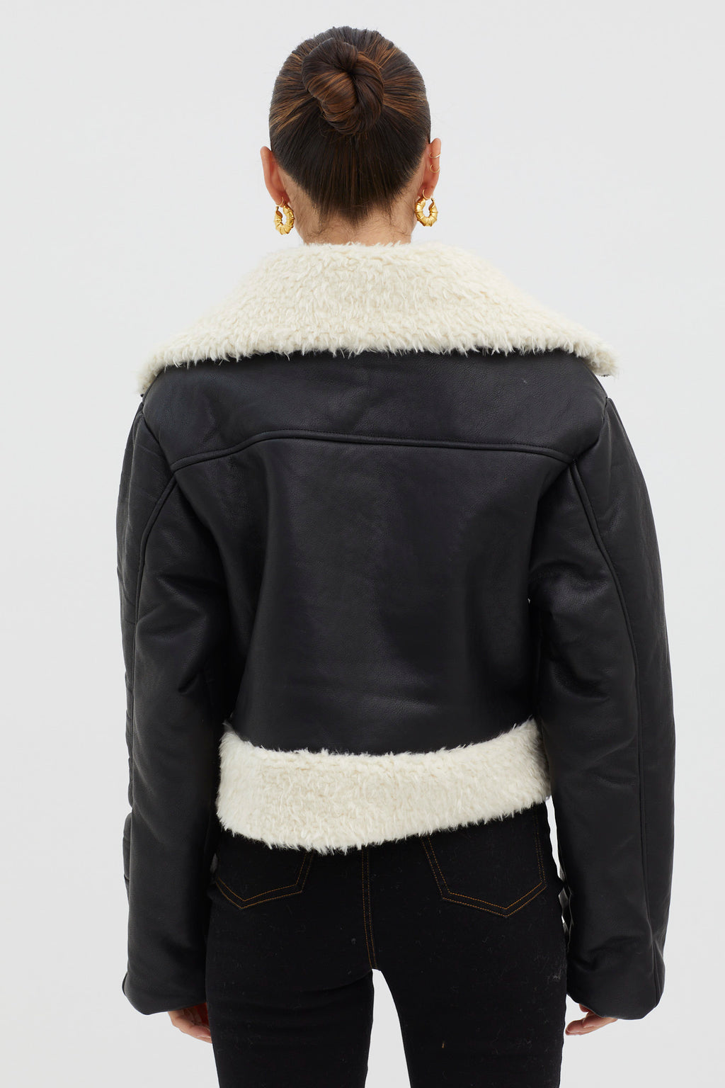 Camden Sherpa Trim Zip Jacket Black by Selfie Leslie