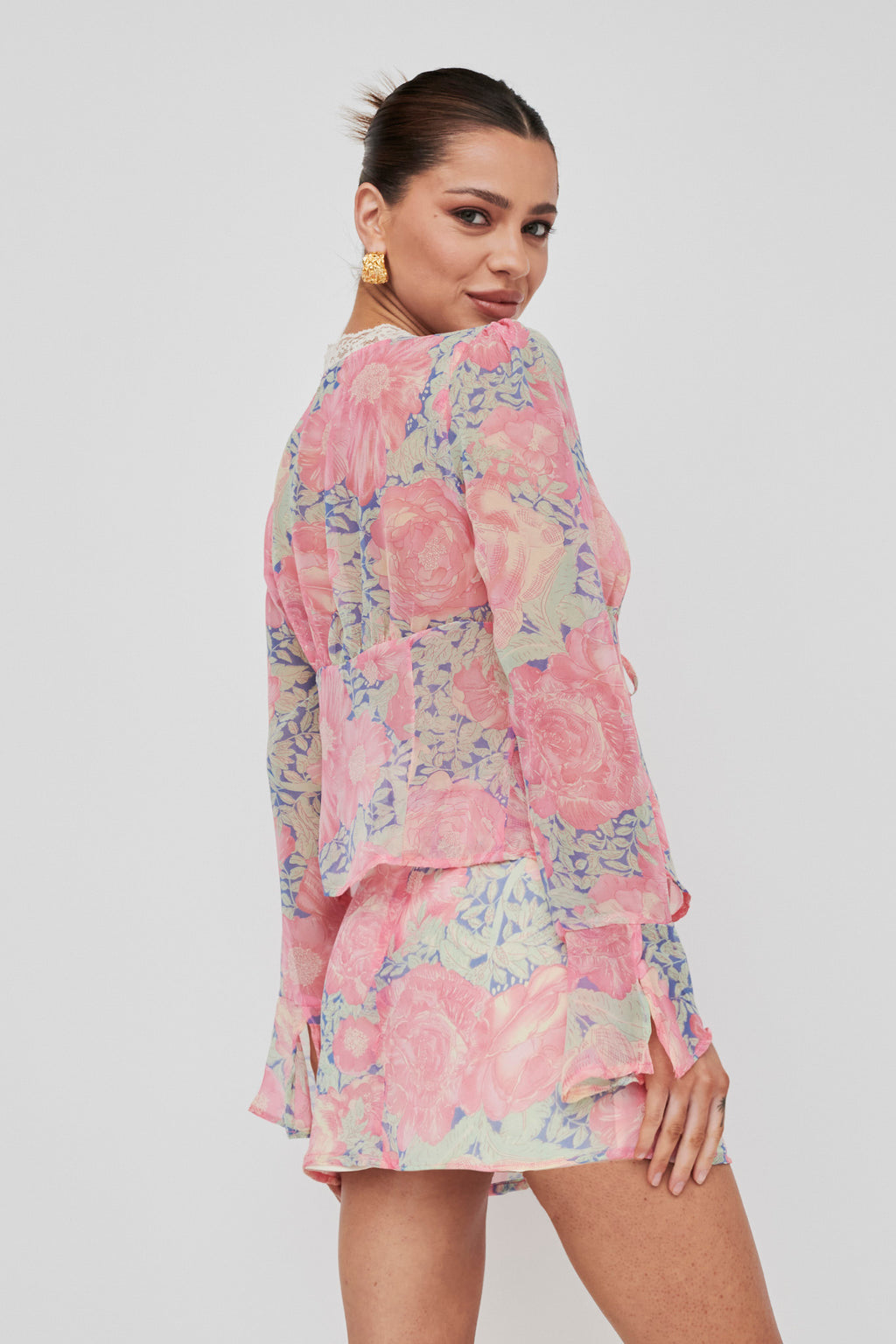 Sincerity Mini Skirt Floral Print Blue by Selfie Leslie
