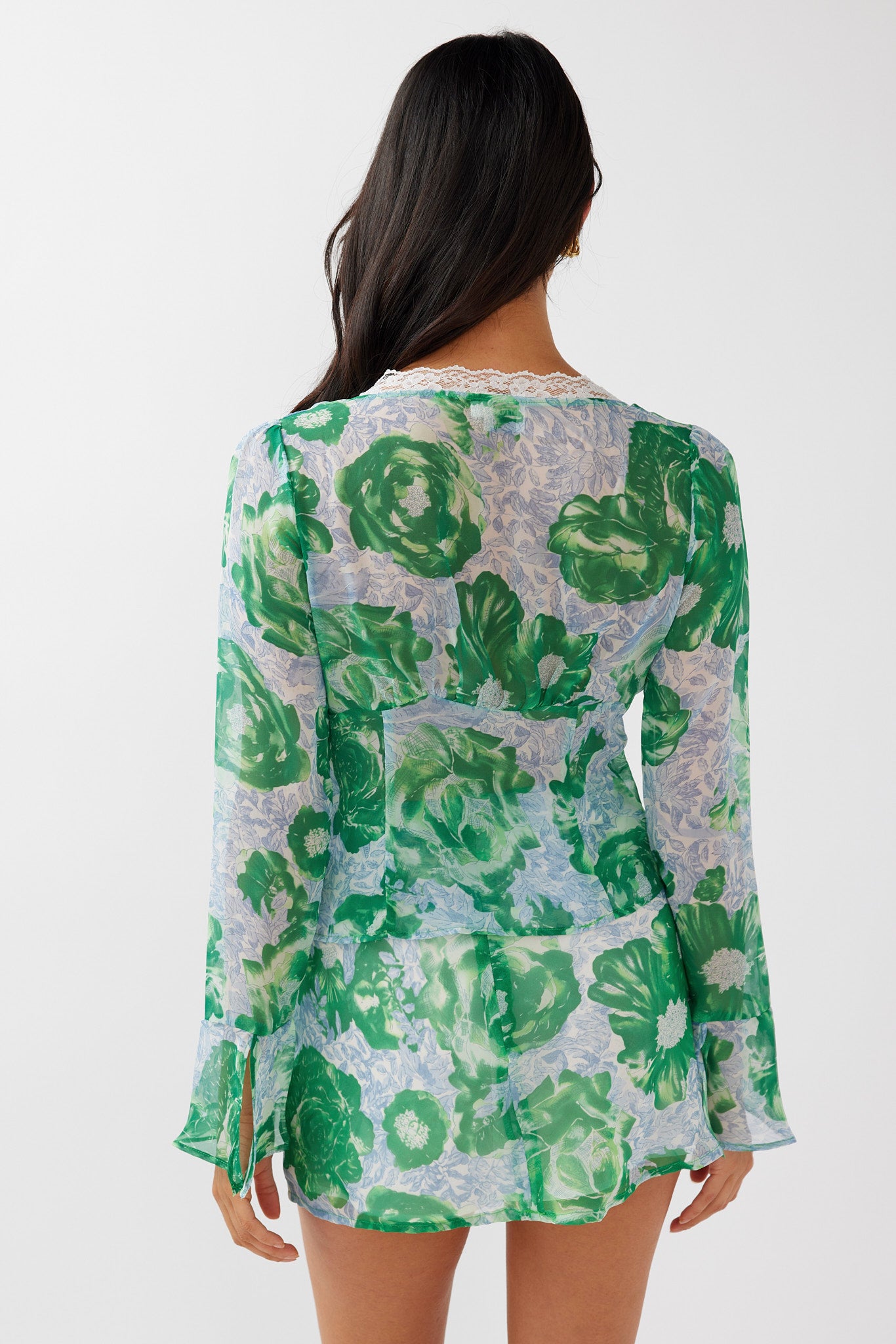 Sincerity Mini Skirt Floral Print Green by Selfie Leslie