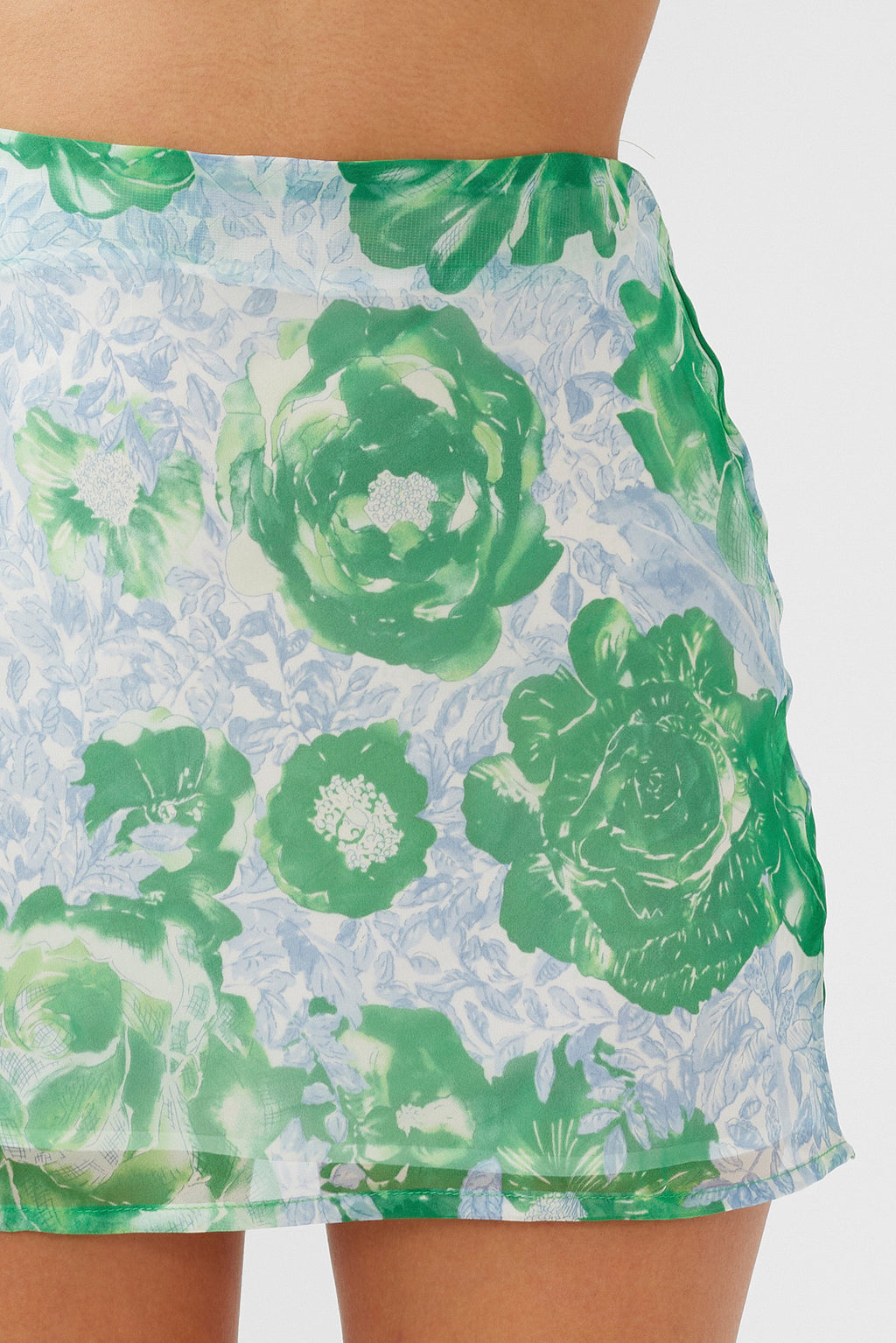 Sincerity Mini Skirt Floral Print Green by Selfie Leslie