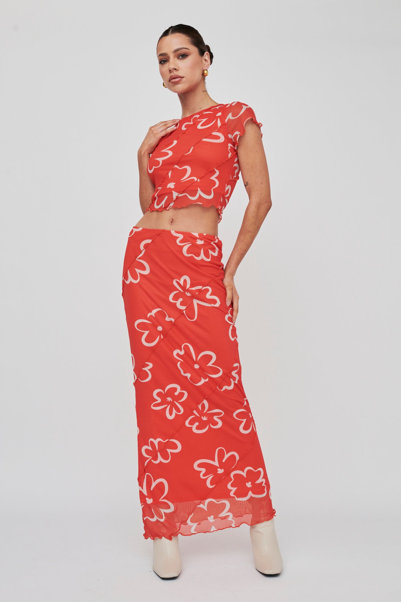 Gold Rush Maxi Skirt Print Orange by Selfie Leslie