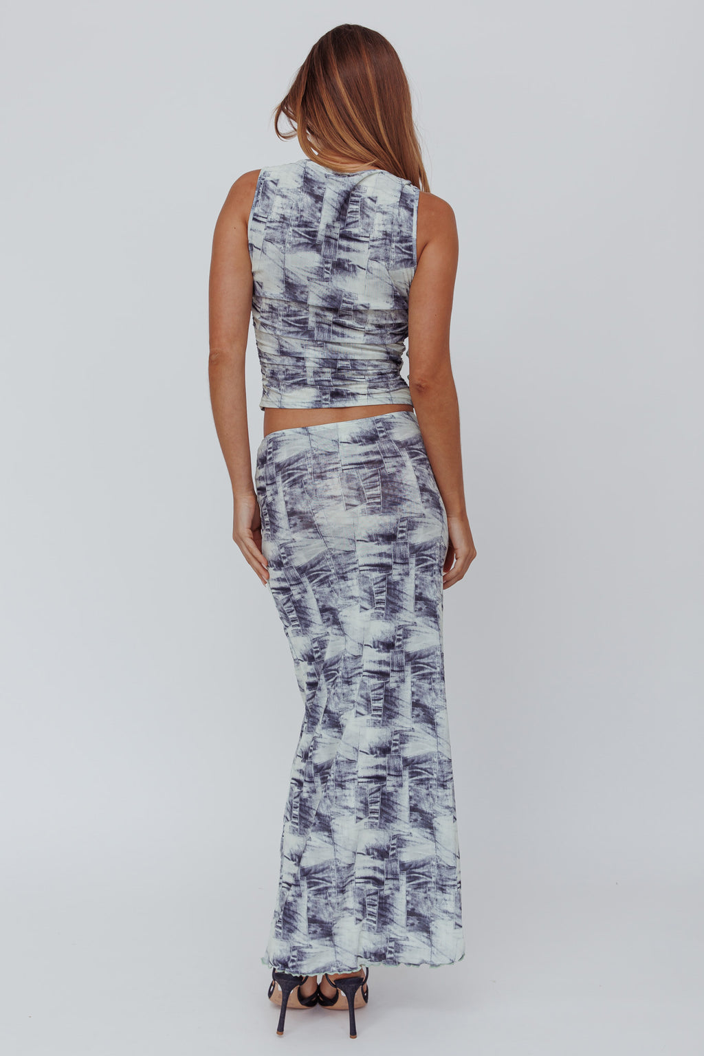 Conspire Print Maxi Skirt Blue Denim by Selfie Leslie